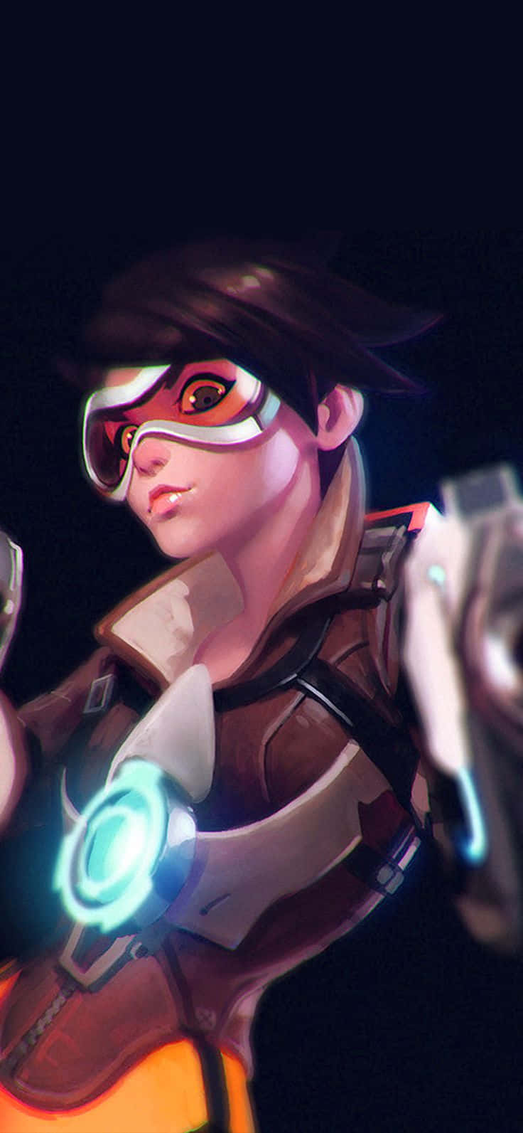 iPhone Xs Max Overwatch Agtergrond Tracer wat Afkyk Muurpapier