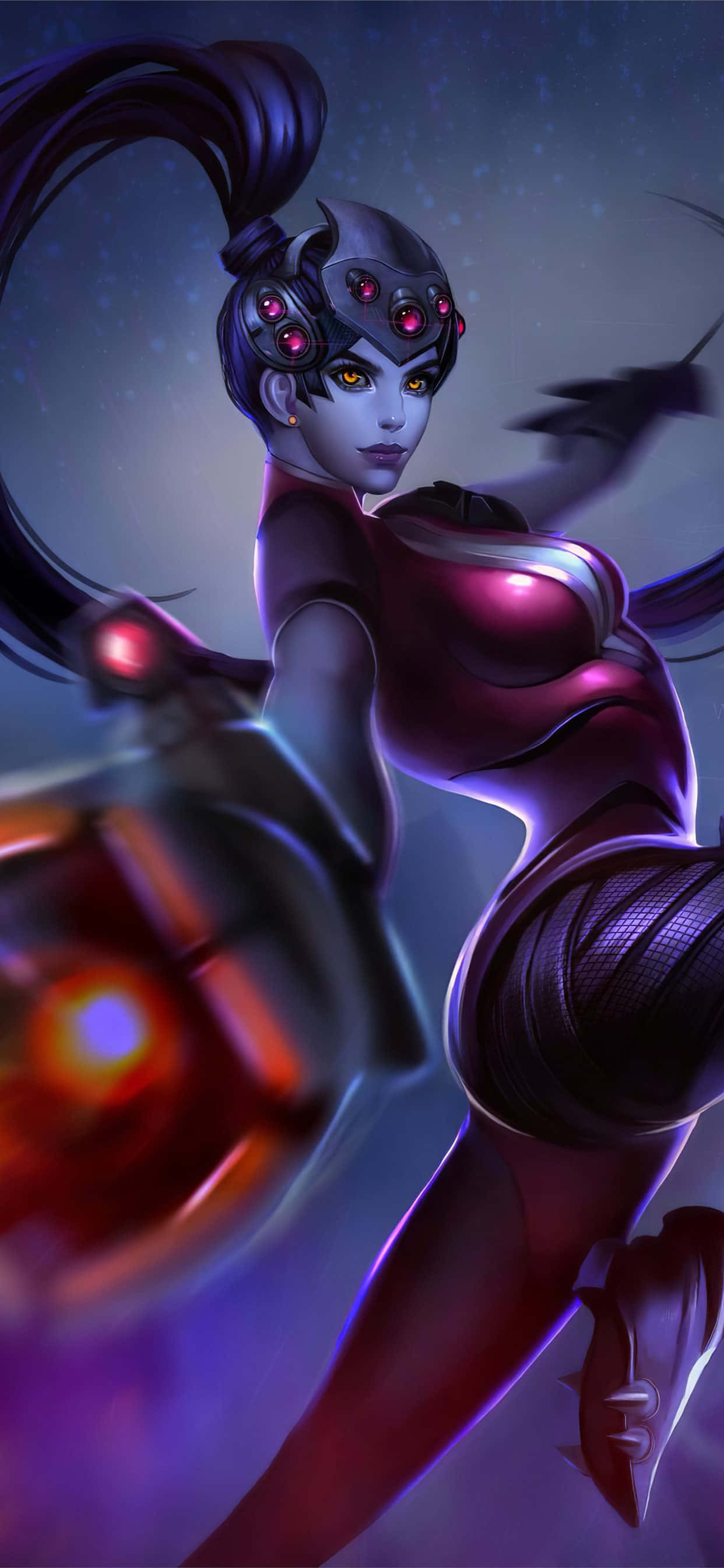 iPhone Xs Max Overwatch Agtergrond Widowmaker Wys Geweer Muurpapier