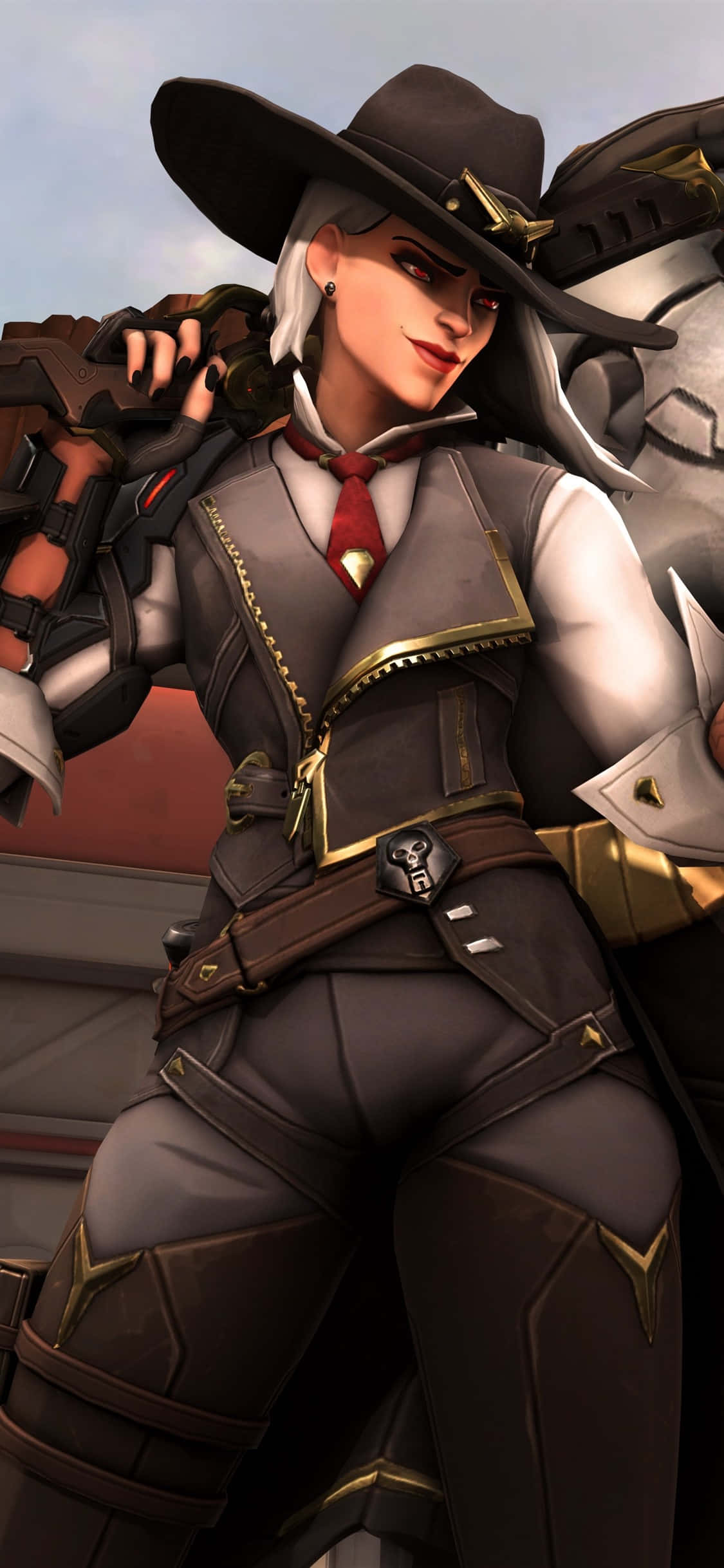 iPhone Xs Max Overwatch Agtergrond Ashe Cowboy Muurpapier