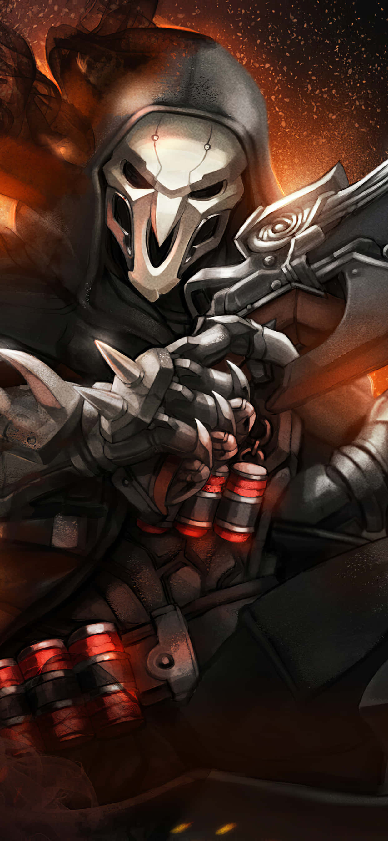 iPhone Xs Max Overwatch Agtergrond Reaper Met Sy Gewere Muurpapier