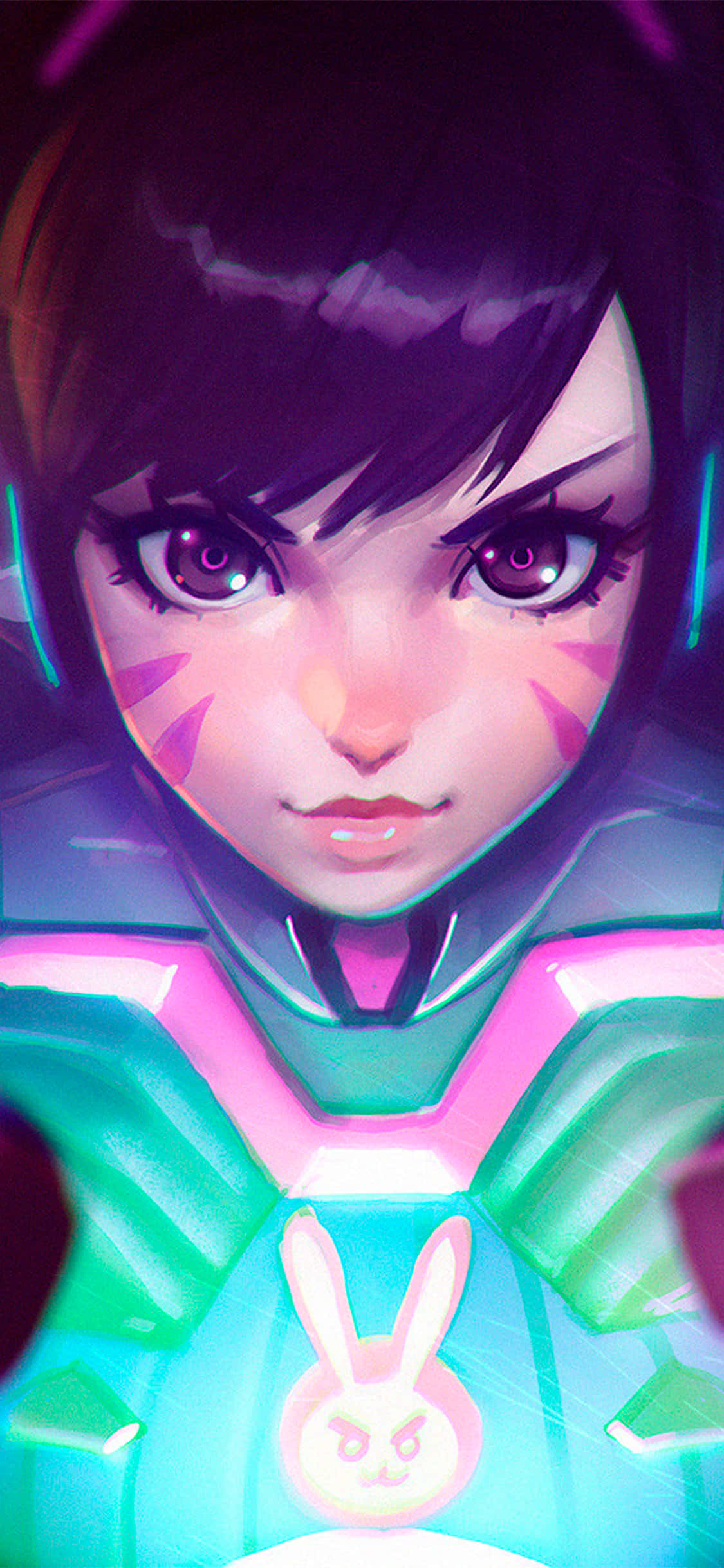 iPhone Xs Max Overwatch Agtergrond D.Va Skynende Hasie-logo Muurpapier