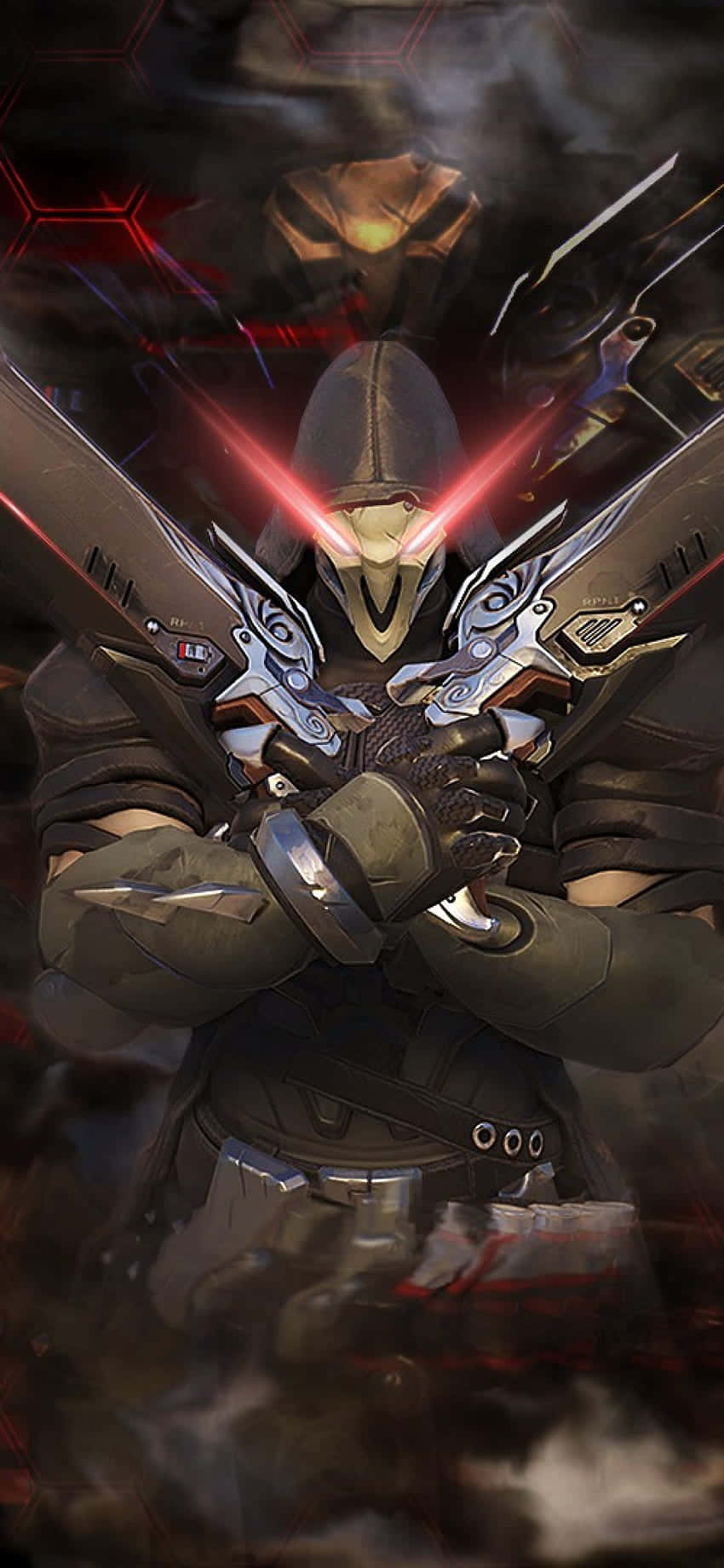 iPhone Xs Max Overwatch Agtergrond Reaper Dubbele Gewere Muurpapier