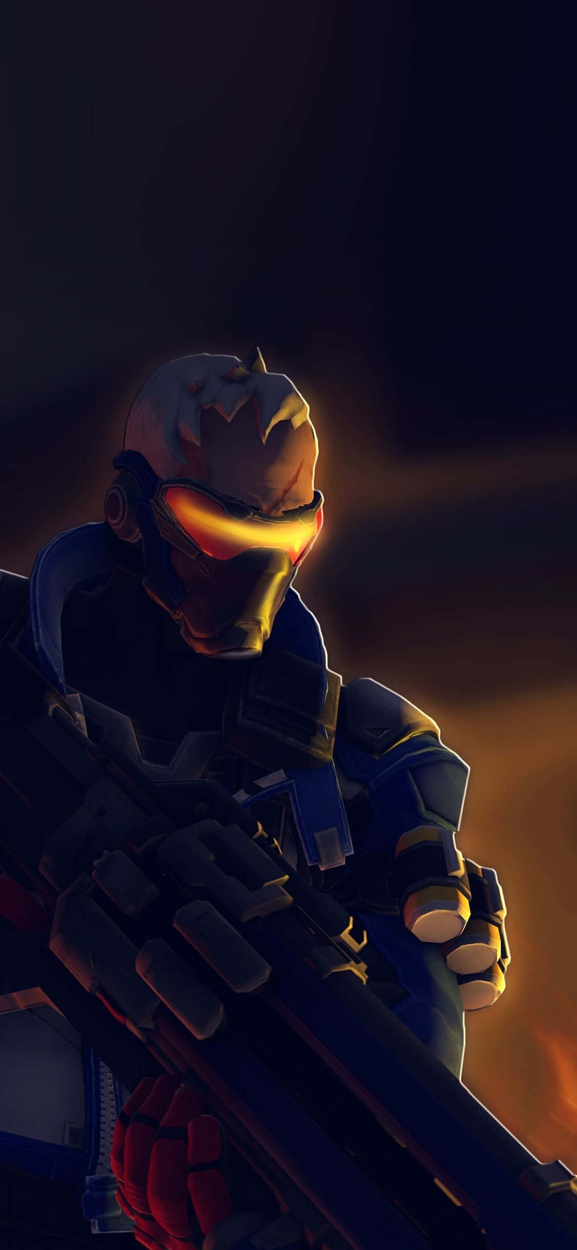 iPhone Xs Max Overwatch Agtergrond Soldier 76 Geel Masker Muurpapier