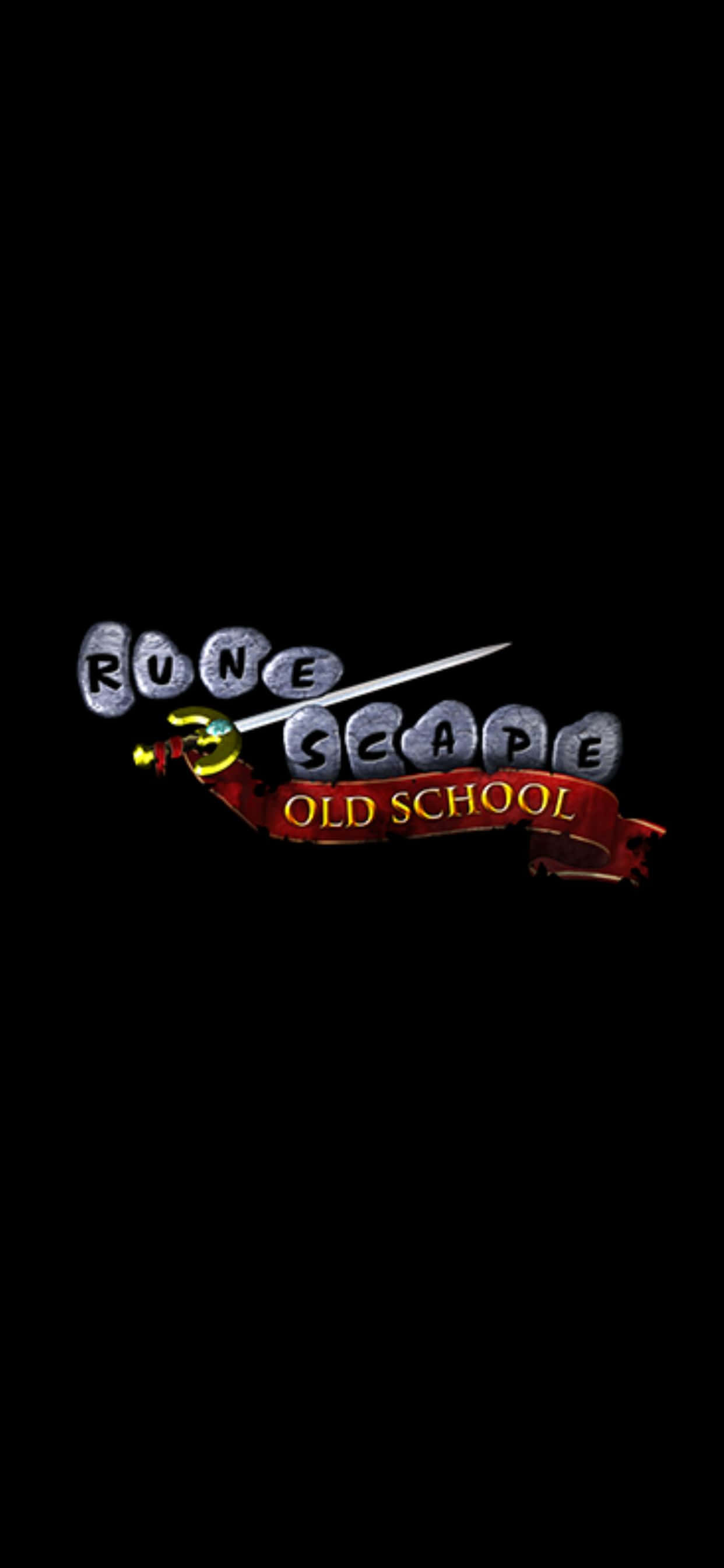 iPhone XS Max Runescape Oldschool-logo swart agtergrond Muurpapier