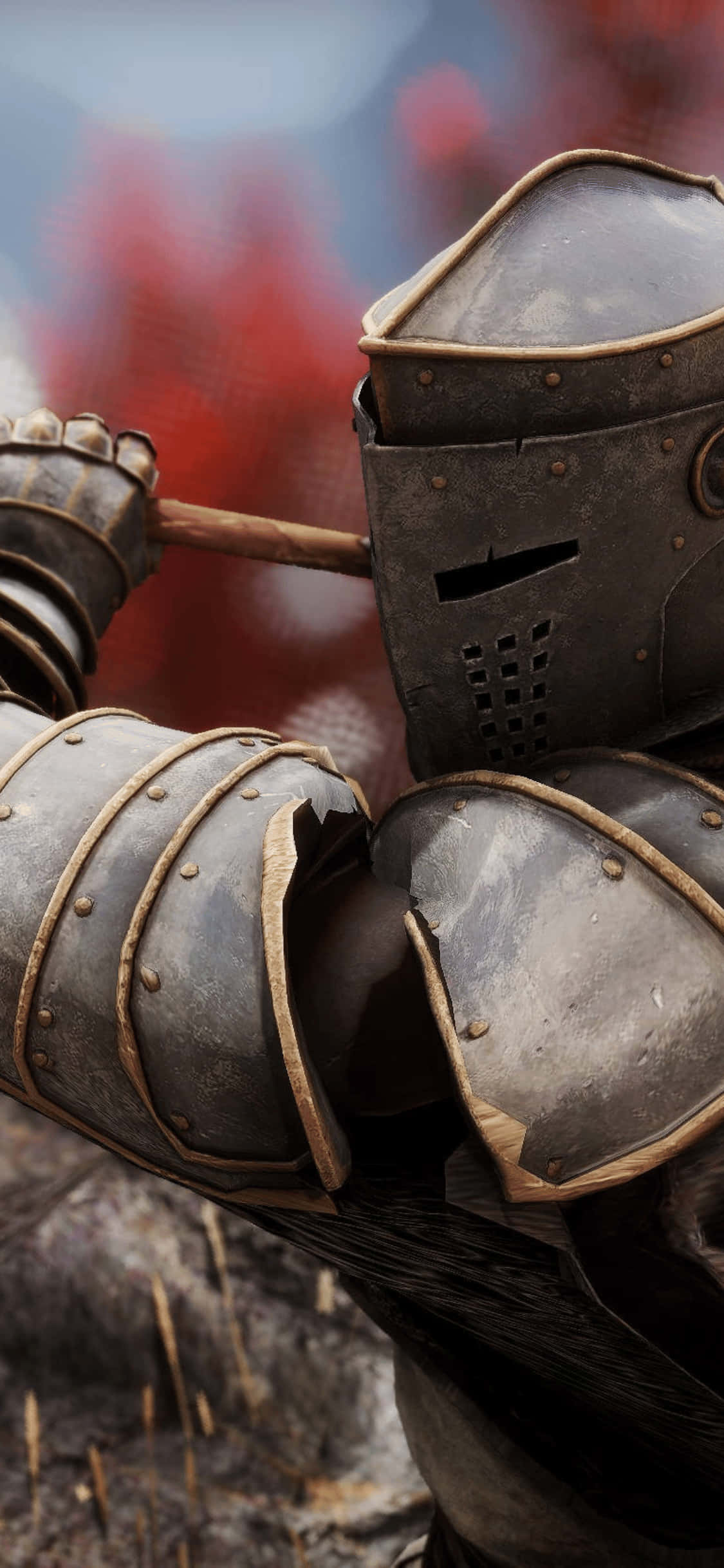 iPhone Xs Mordhau Kryger Vervaagde Agtergrond Muurpapier