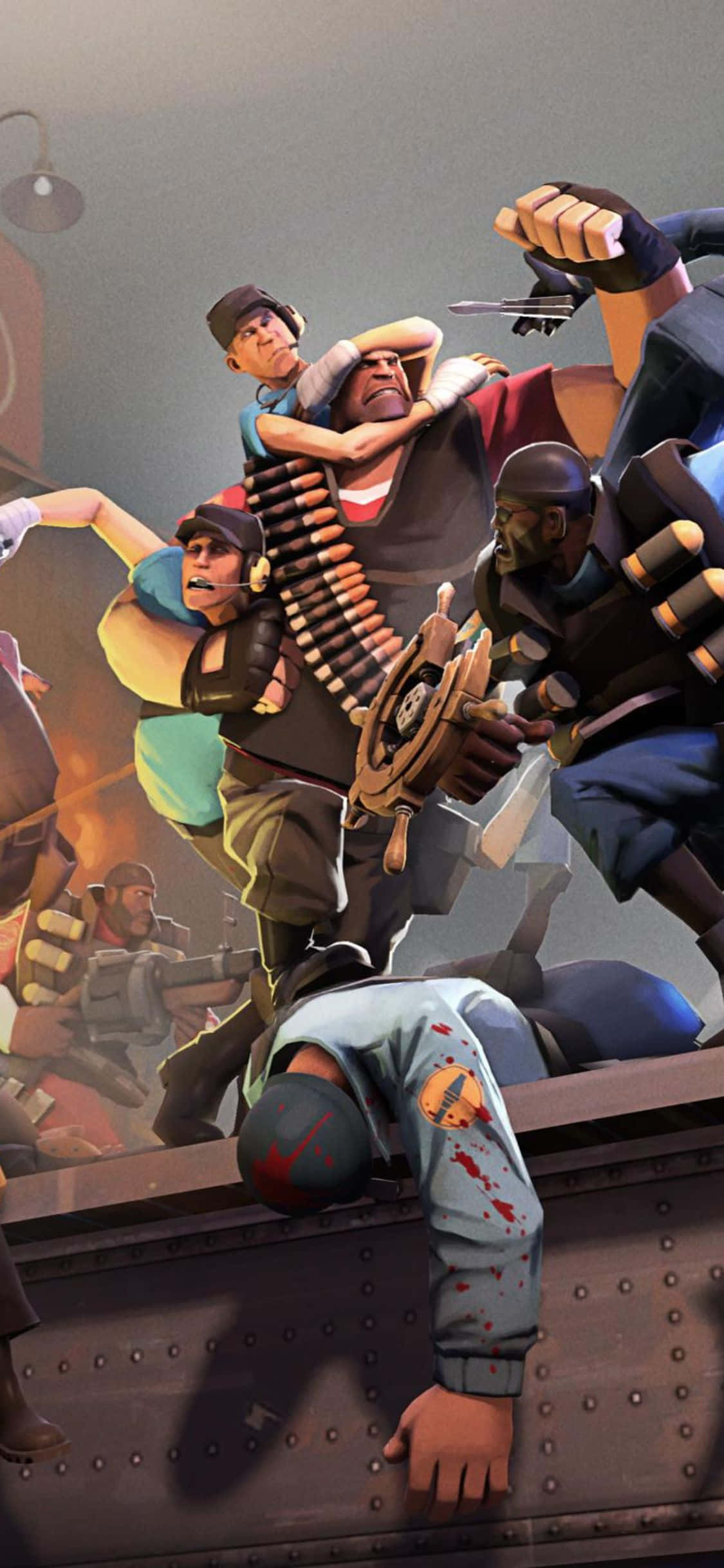 iPhone XS Team Fortress 2 Karakters Oproer Agtergrond Muurpapier