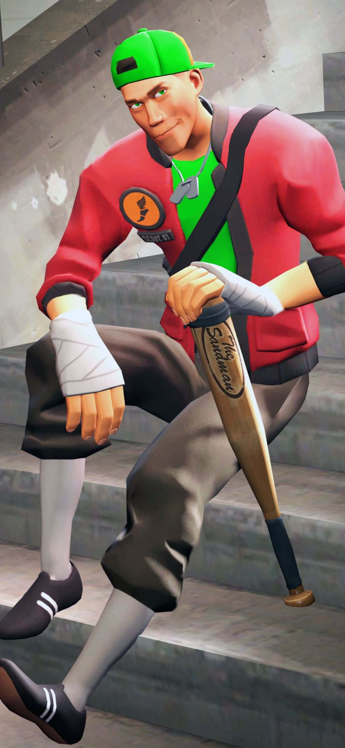 iPhone XS Team Fortress 2 Videospeletjie Karakter Scout Agtergrond Muurpapier