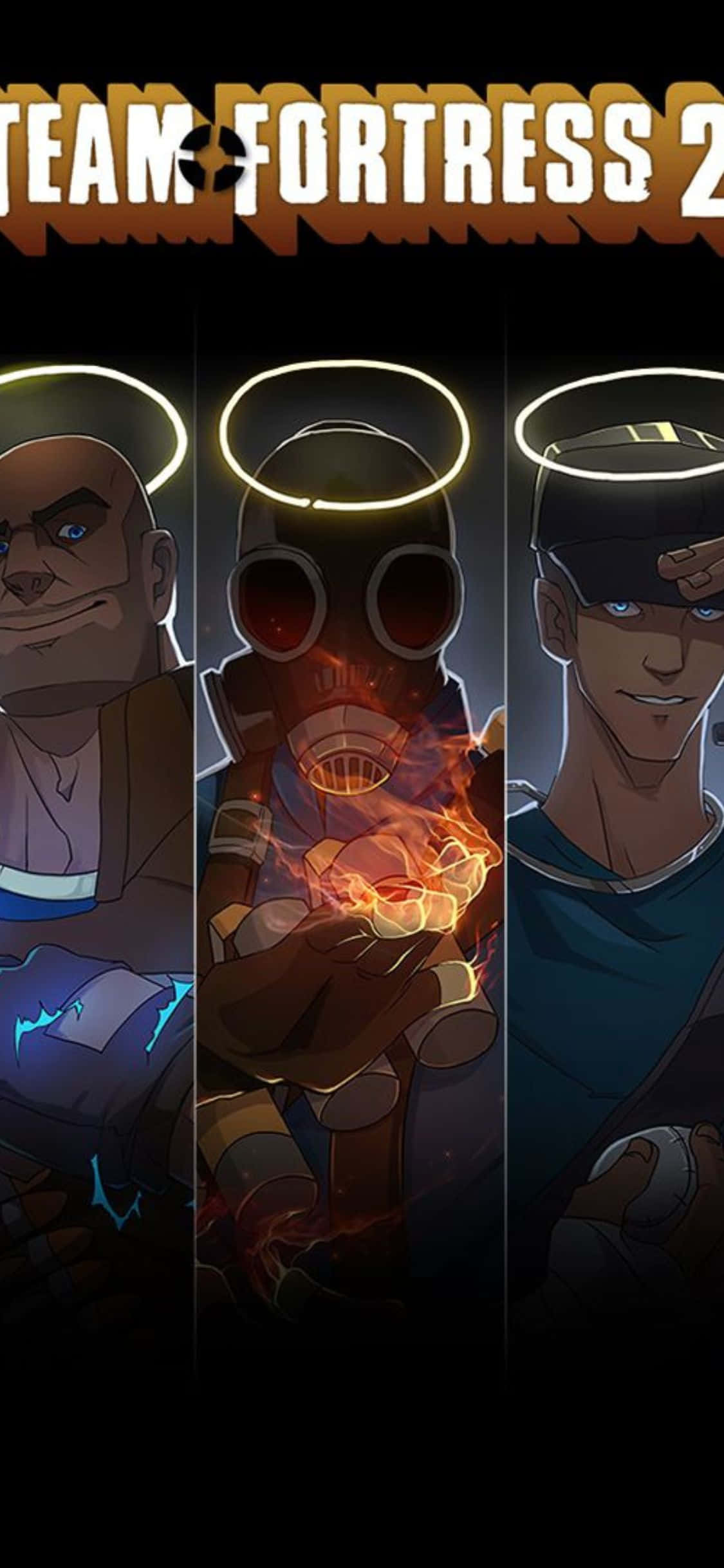 iPhone XS Team Fortress 2 Karakters Montage Agtergrond Fanart Muurpapier