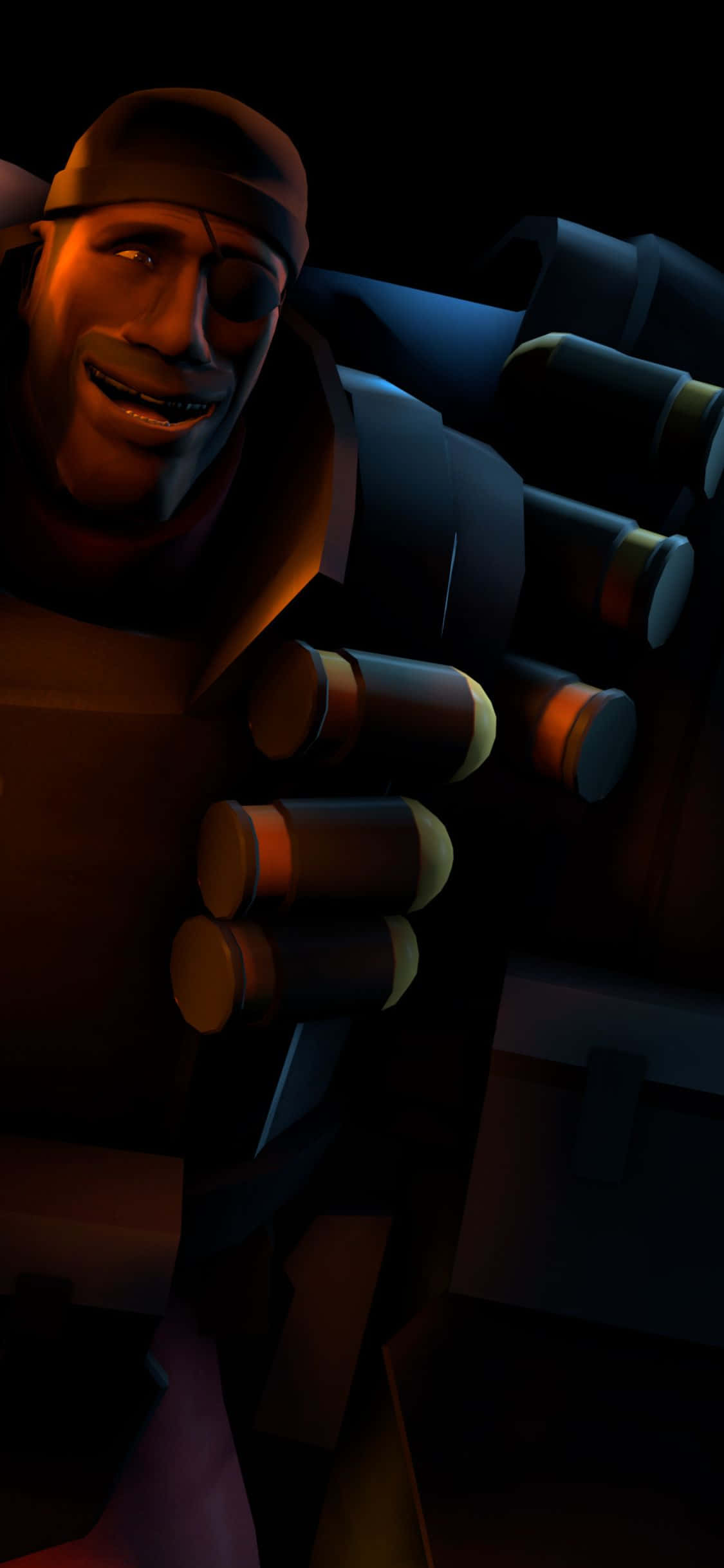 iPhone XS Team Fortress 2 Glimlaggende Demoman Portret Agtergrond Muurpapier