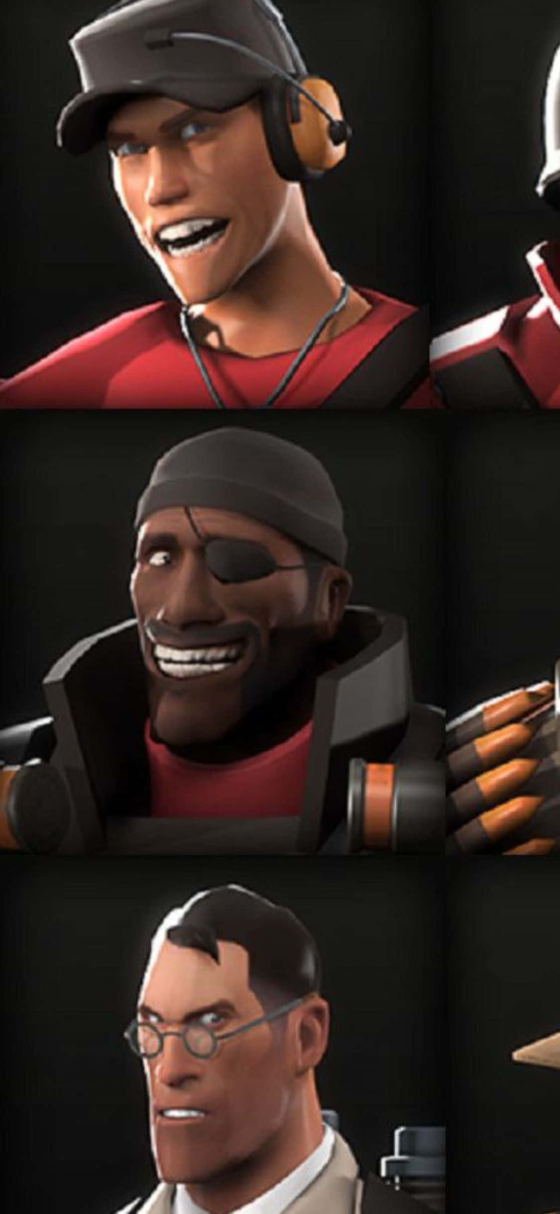 iPhone Xs TF2 Agtergrond die Verkenner, Demoman en Medikus Muurpapier