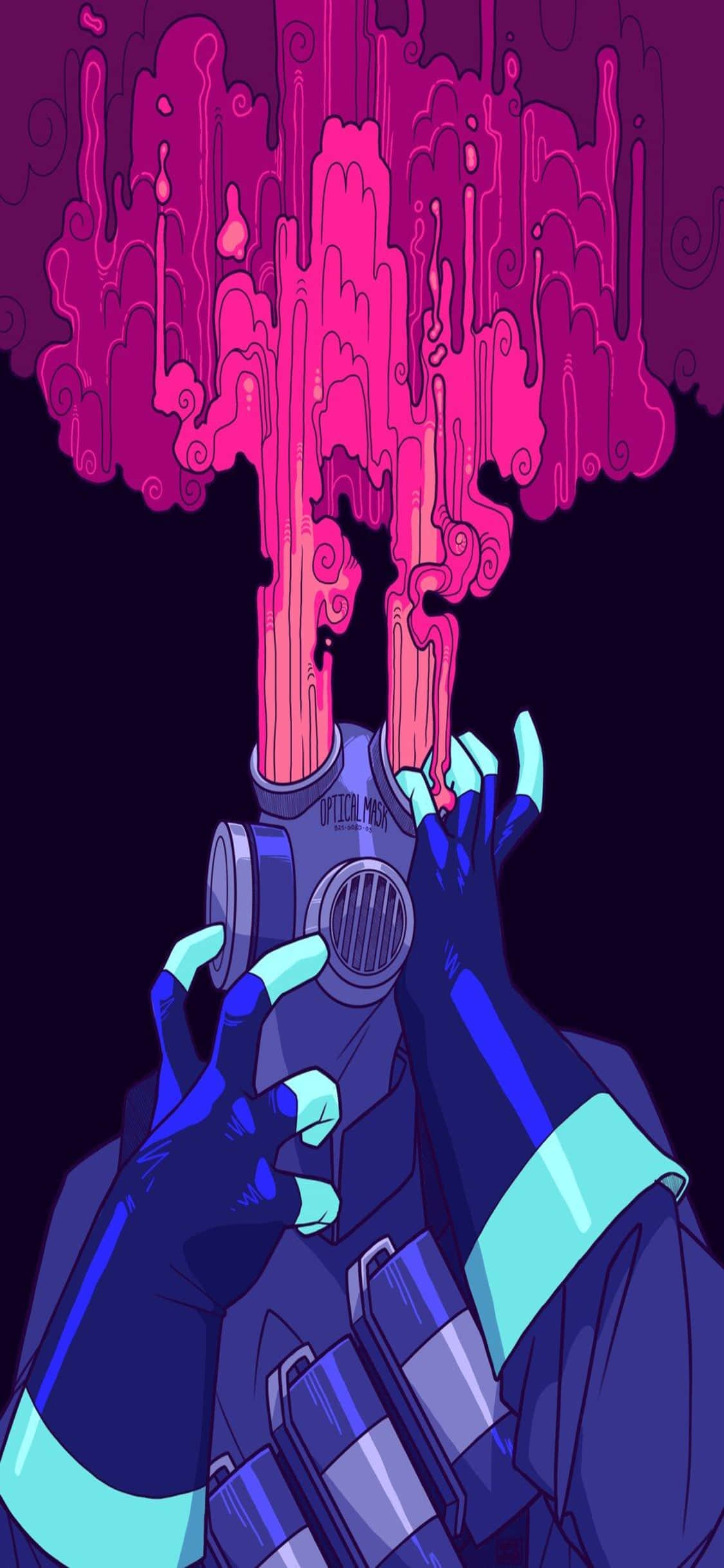 iPhone Xs Tf2 Agtergrond Aanhangerkuns Tekening Pyro Pers Oog Vlamme Muurpapier