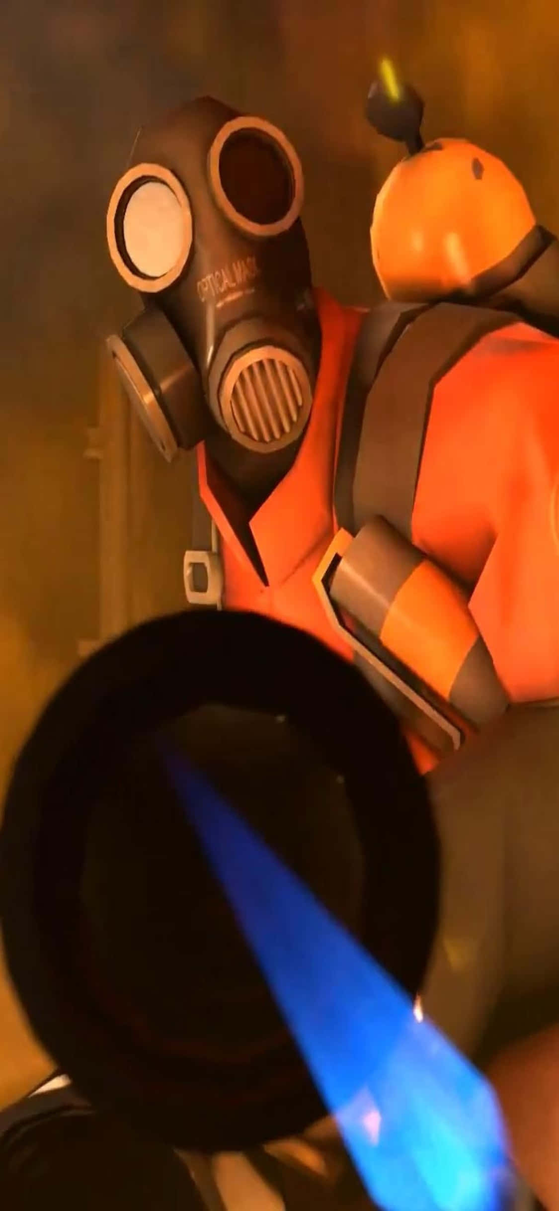 iPhone Xs Tf2 Agtergrond Pyro Mik met Sy Vlamwerper Muurpapier