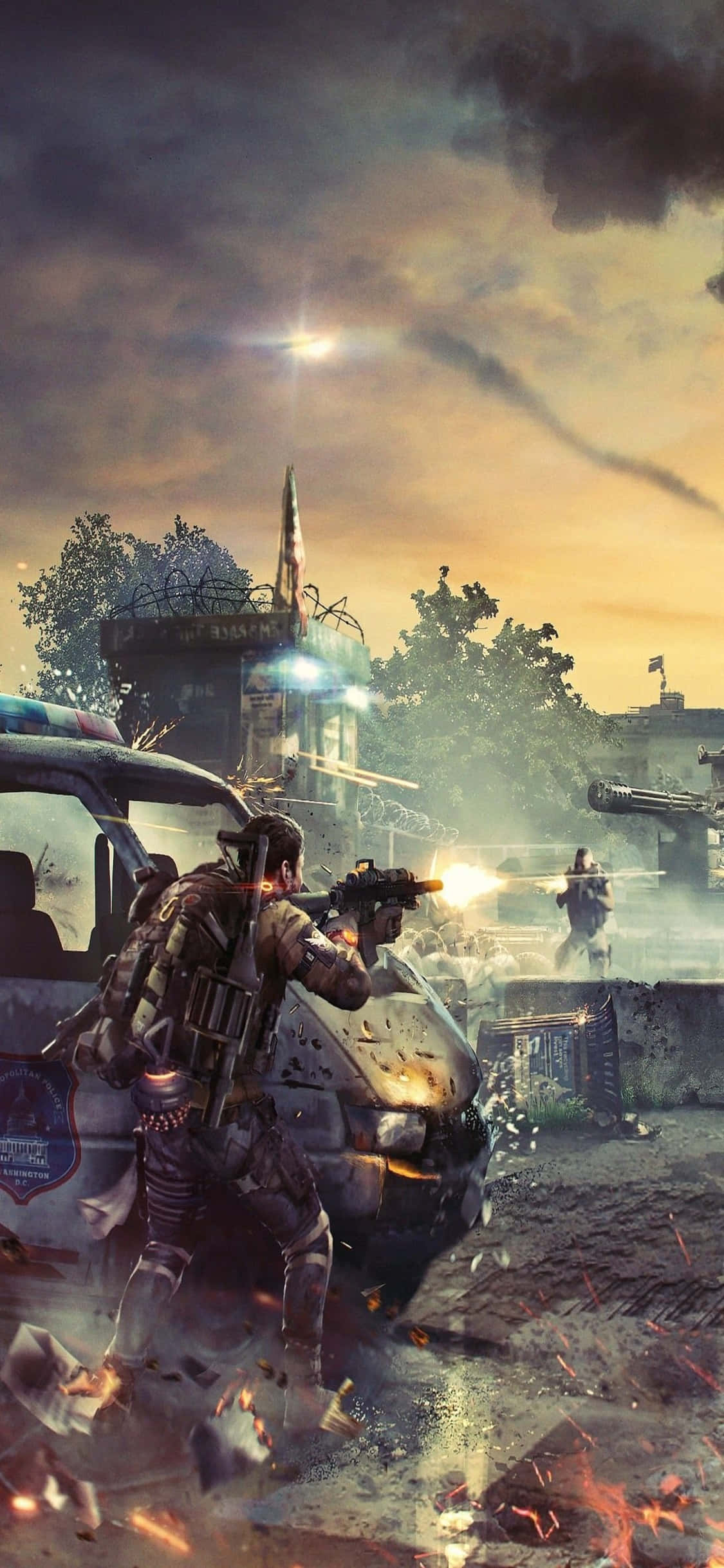 iPhone Xs The Division Agtergrond Mense wat Skiet Muurpapier