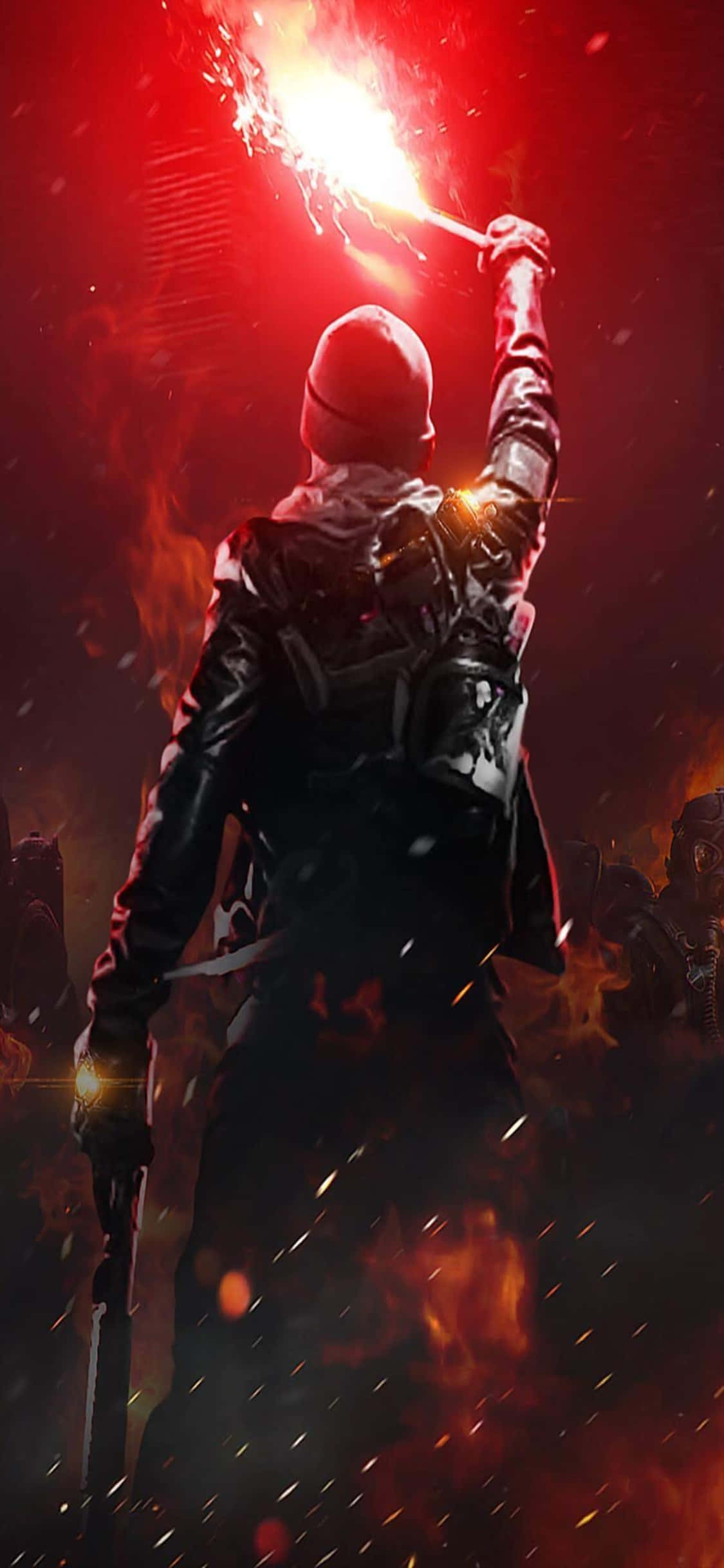 iPhone Xs The Division Agtergrond Man wat 'n Flitspistool Vashou Muurpapier