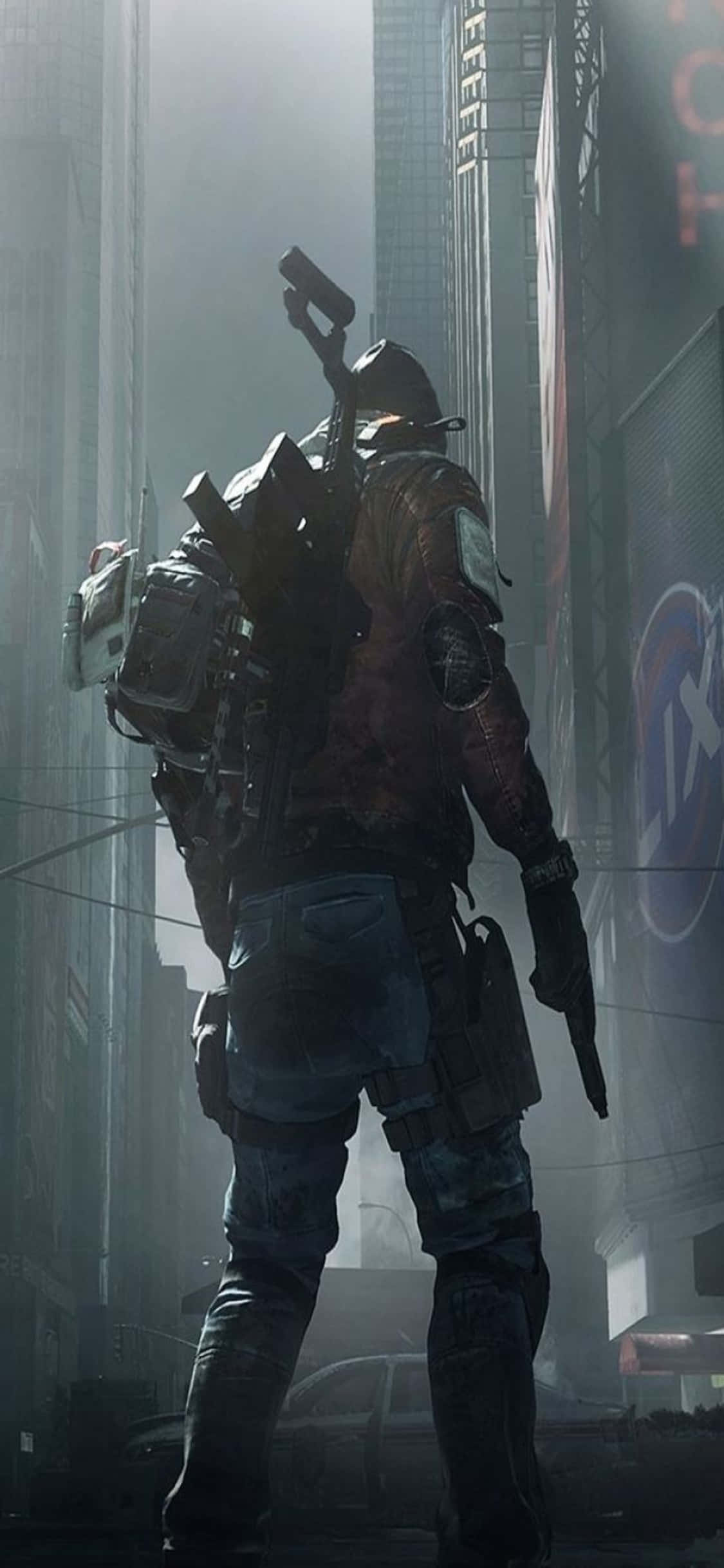 iPhone Xs The Division Agtergrond Man In Volle Toerusting Muurpapier