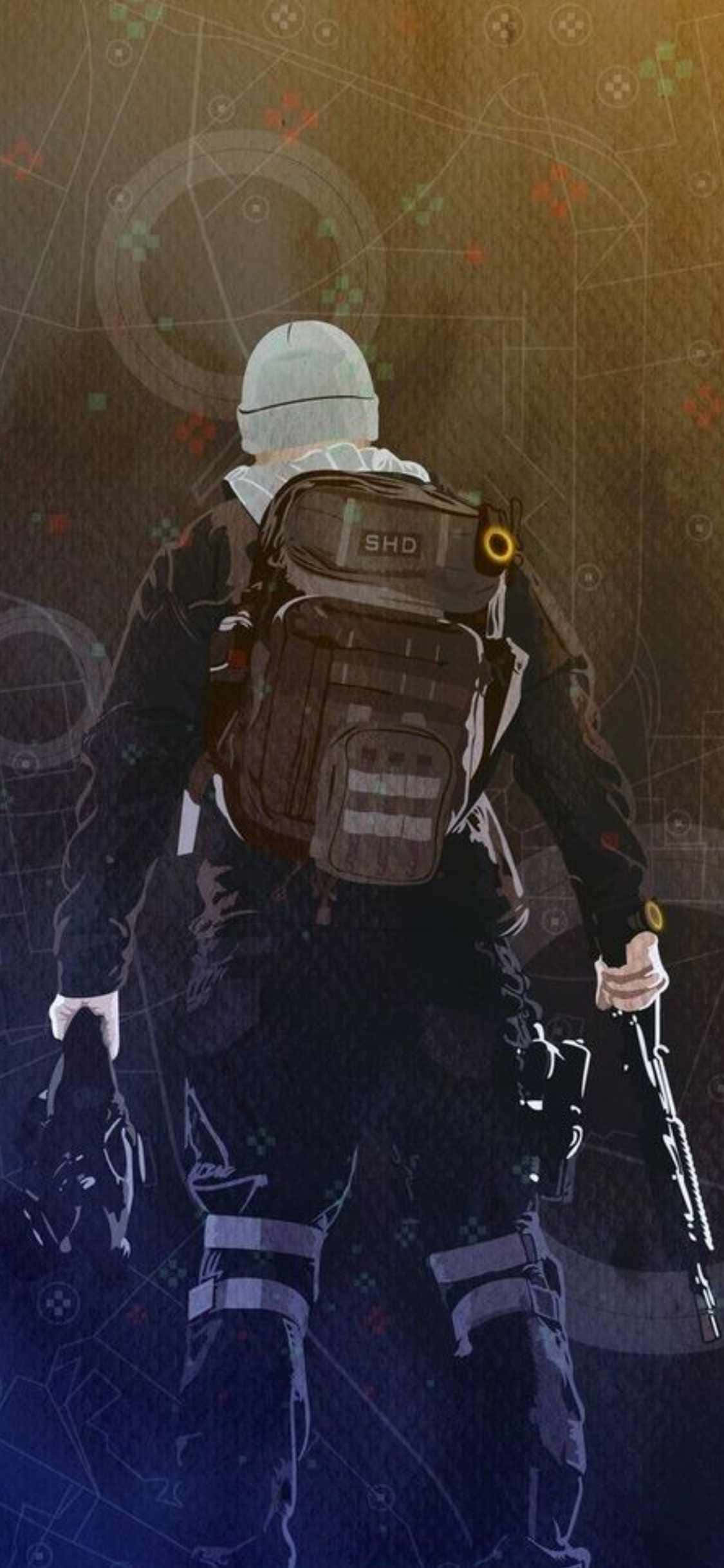 iPhone Xs The Division Agtergrond Man Met 'n Rugsak Muurpapier