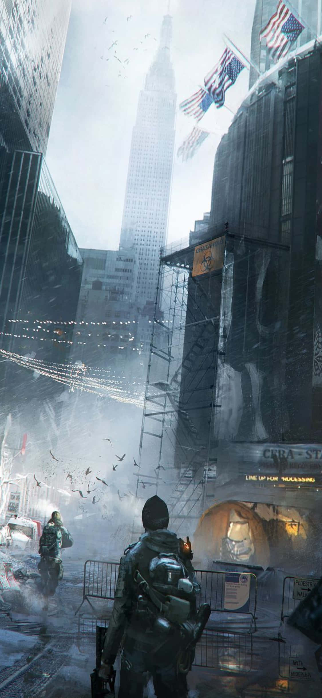 iPhone Xs The Division-agtergrond: Span wat deur rook beweeg Muurpapier