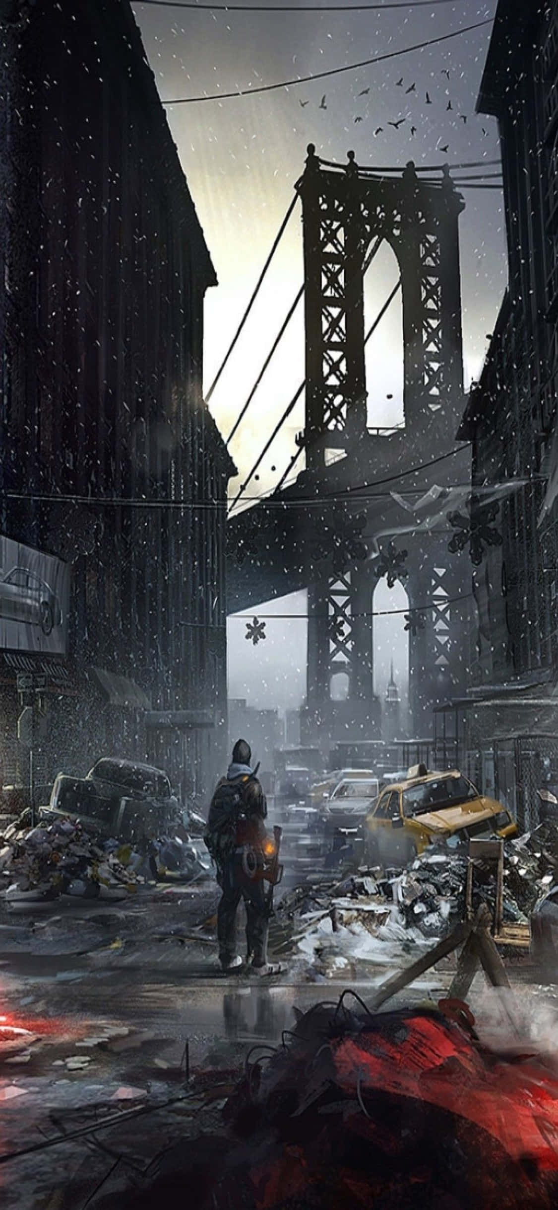 iPhone Xs The Division Agtergrond Verwoeste New York Straat Muurpapier