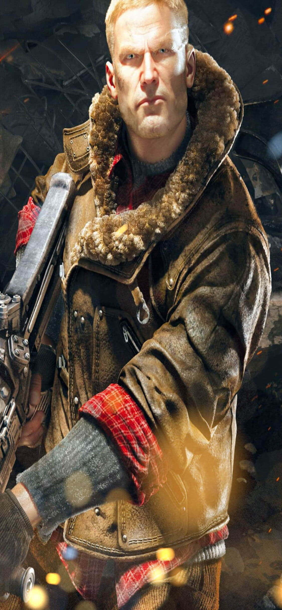 iPhone Xs Wolfenstein Ii Geveg Agtergrond Muurpapier