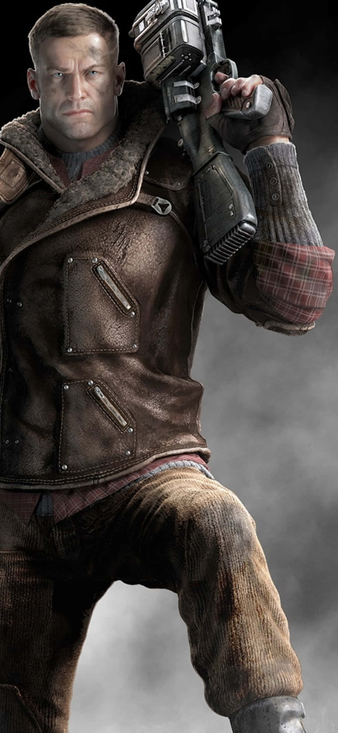 iPhone Xs Wolfenstein Ii B.J. Blazkowicz Geweer-agtergrond Muurpapier