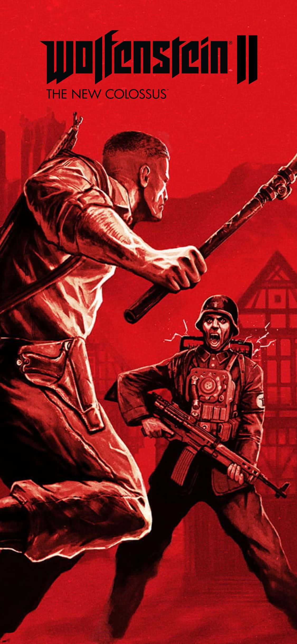 iPhone Xs Wolfenstein Ii Bloedrooi Agtergrond Muurpapier
