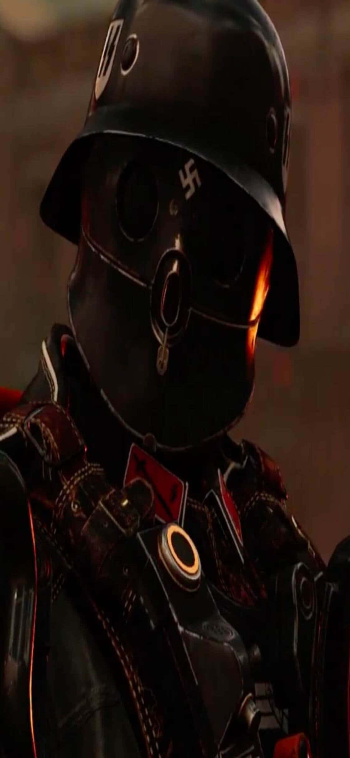 iPhone Xs Wolfenstein Ii Nazi Swart Kostuum Agtergrond Muurpapier
