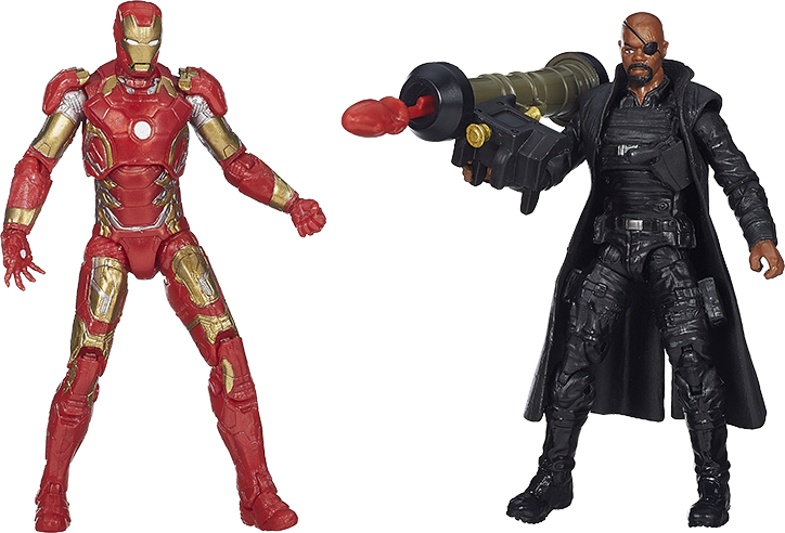Iron Man en Nick Fury Aksiefigure Muurpapier