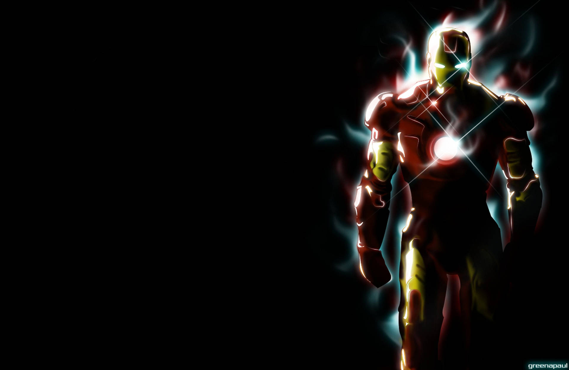 Iron Man in die donker agtergrond — Iron Man Muurpapier