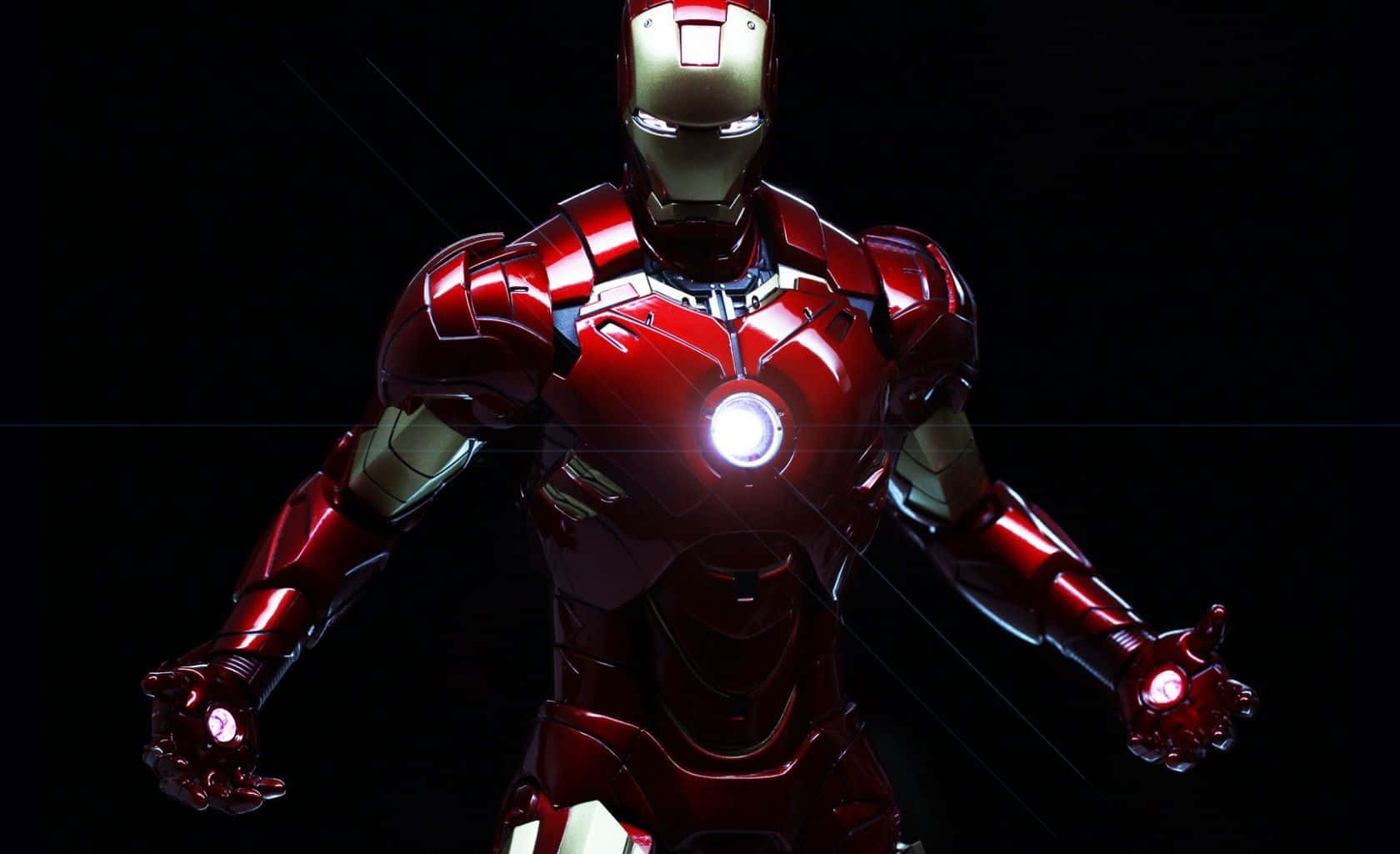 Iron Man in Wapenrusting Houding Muurpapier