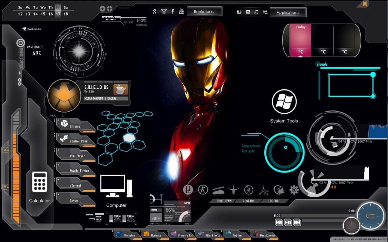 Iron Man Jarvis-rekenaarblad — Iron Man Muurpapier