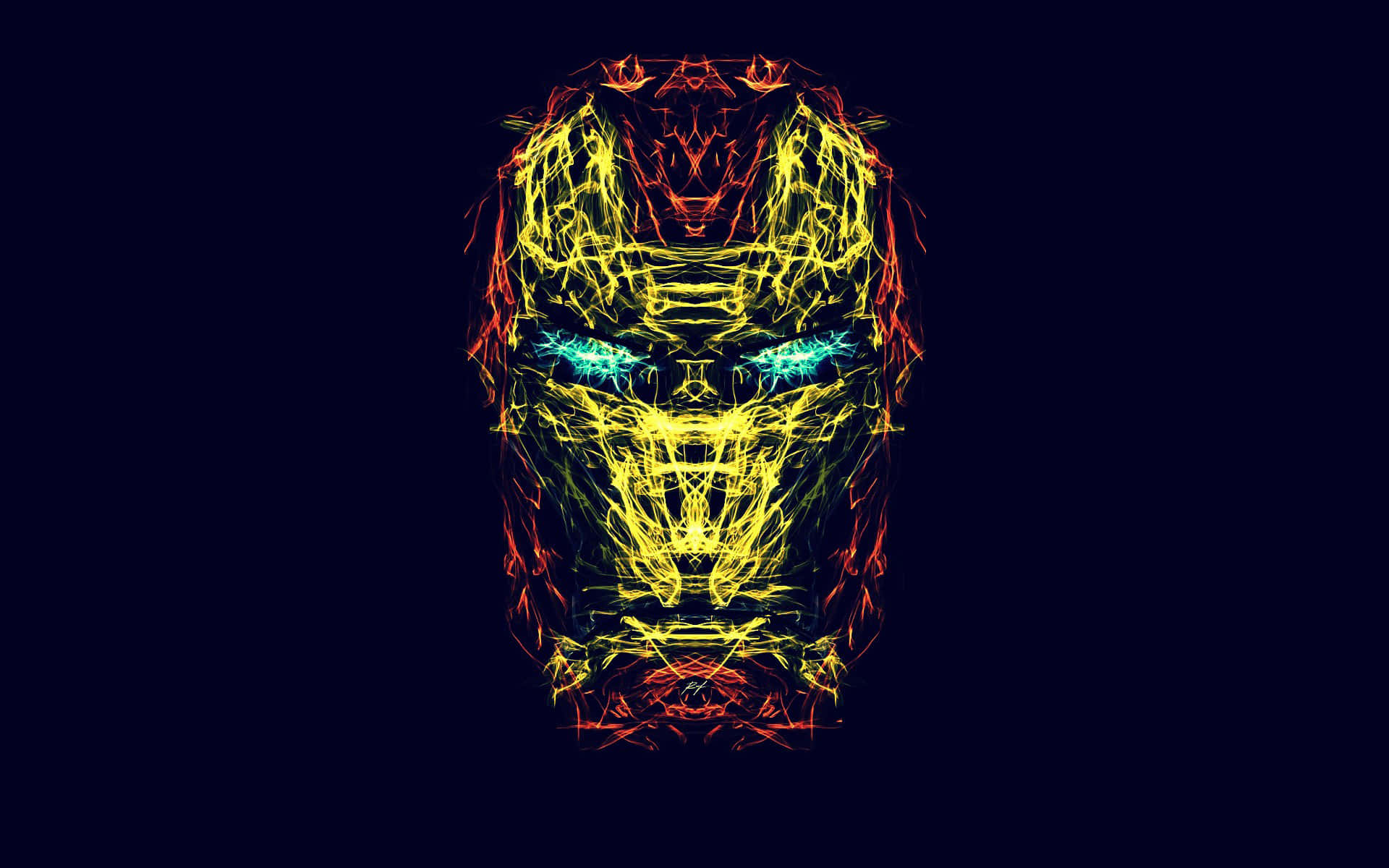 Iron Man-ligkuns op Swart Prent Muurpapier
