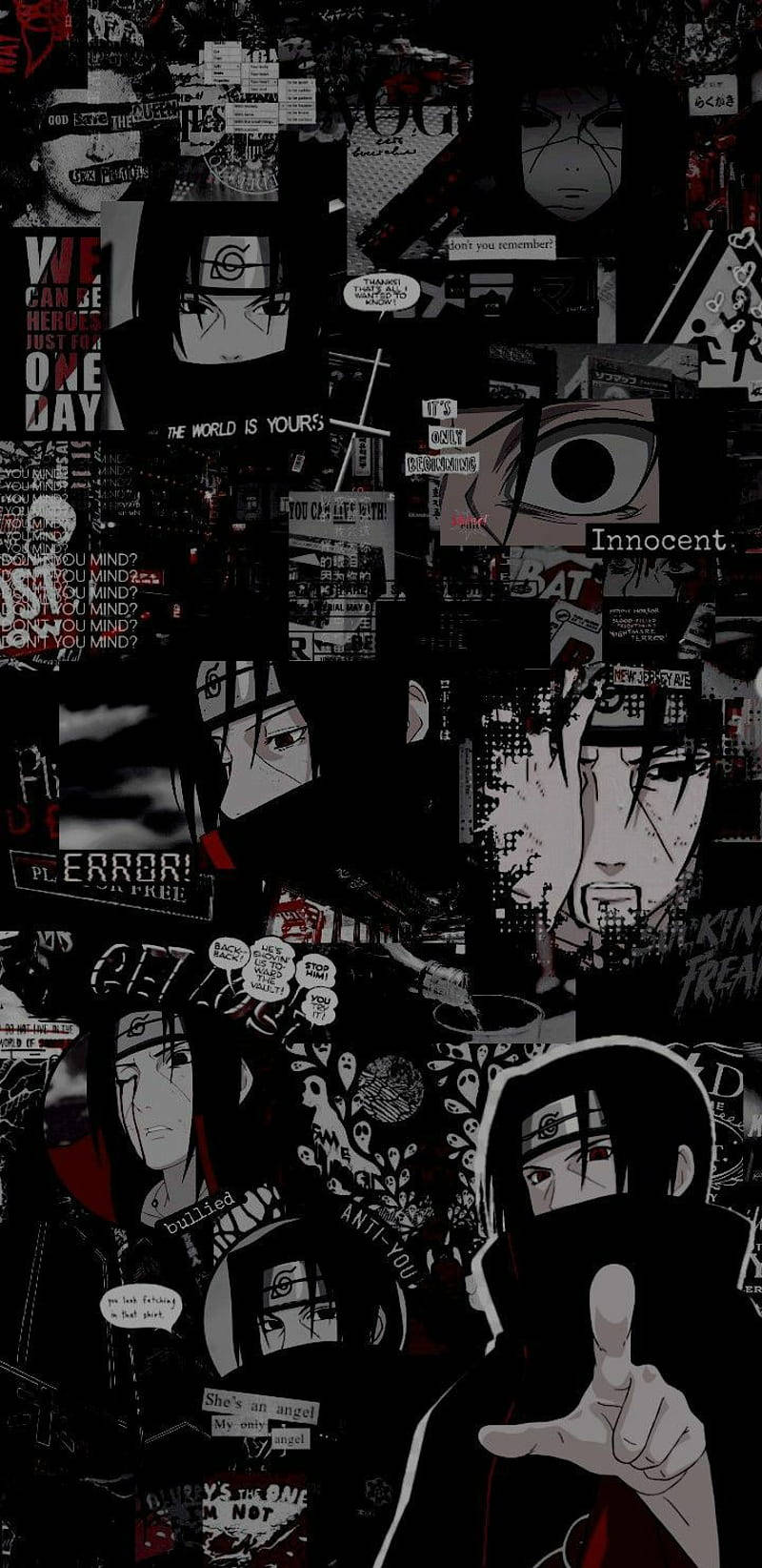 Itachi Collage Estetiese Anime iPhone Muurpapier