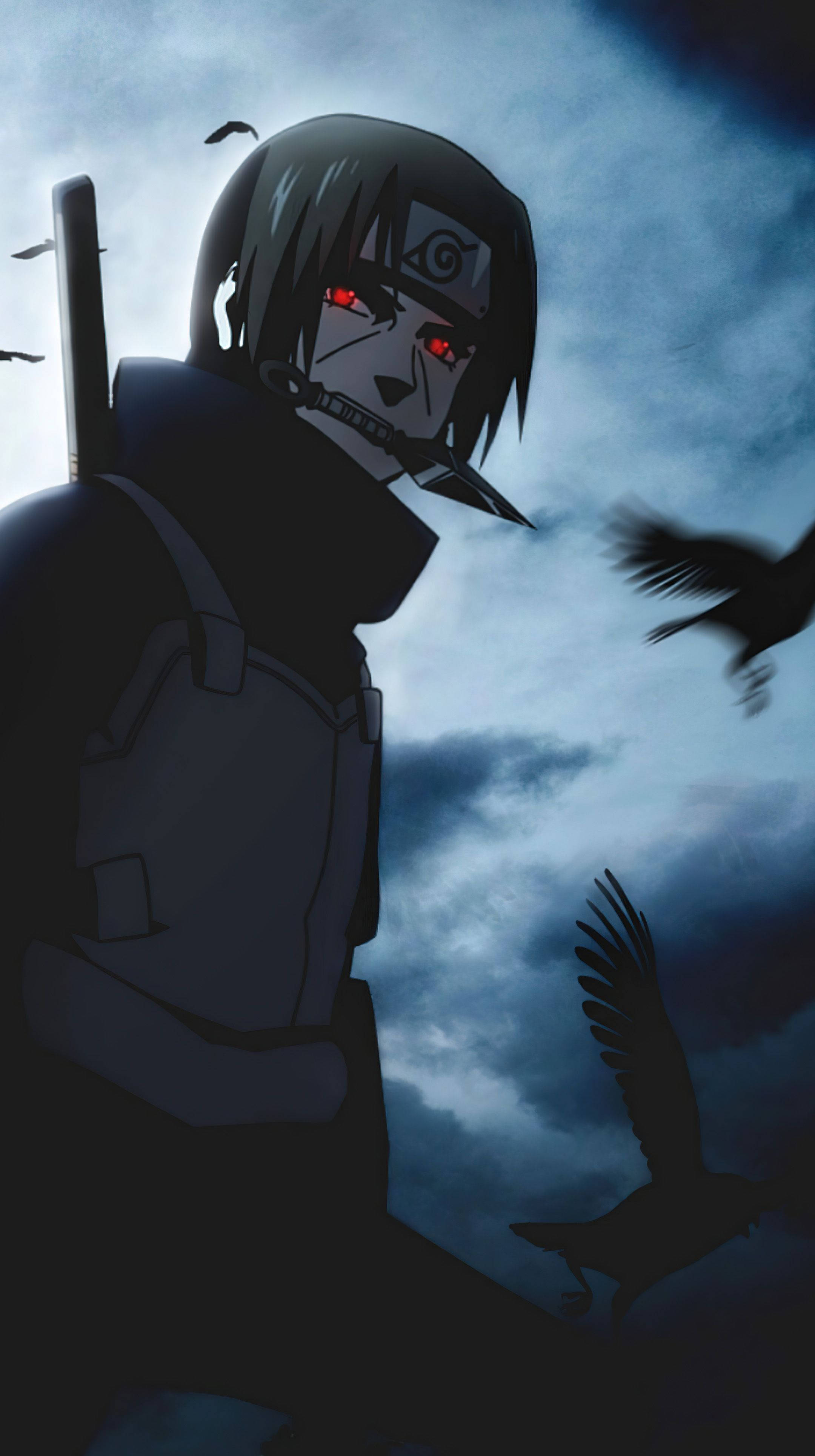 Itachi Foon Deel Oë Swart Kraaie Muurpapier