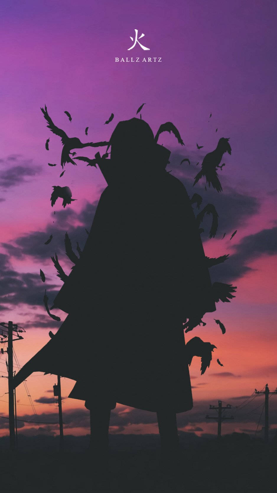 Itachi Foon Pers Silhoeët Muurpapier