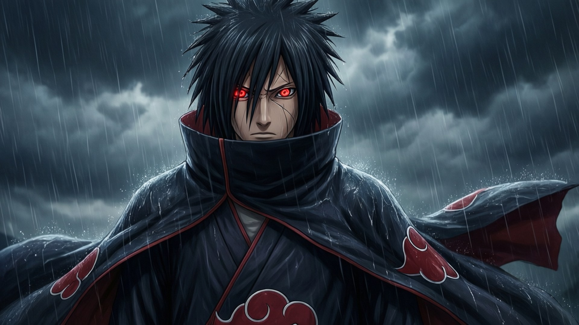 Itachi in die Reën Muurpapier