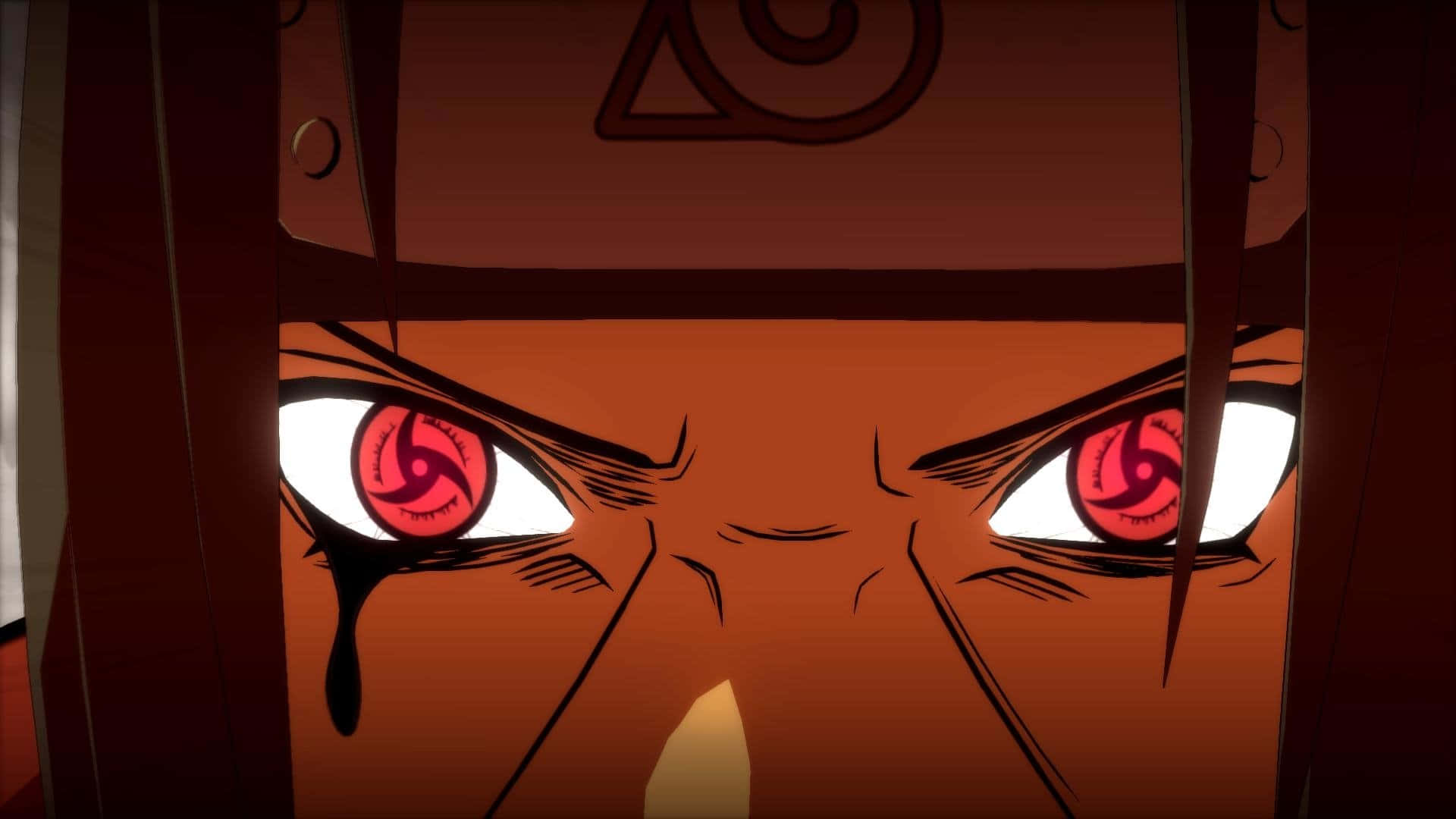 Itachi Mangekyou Sharingan Naby Rooi Oog Muurpapier