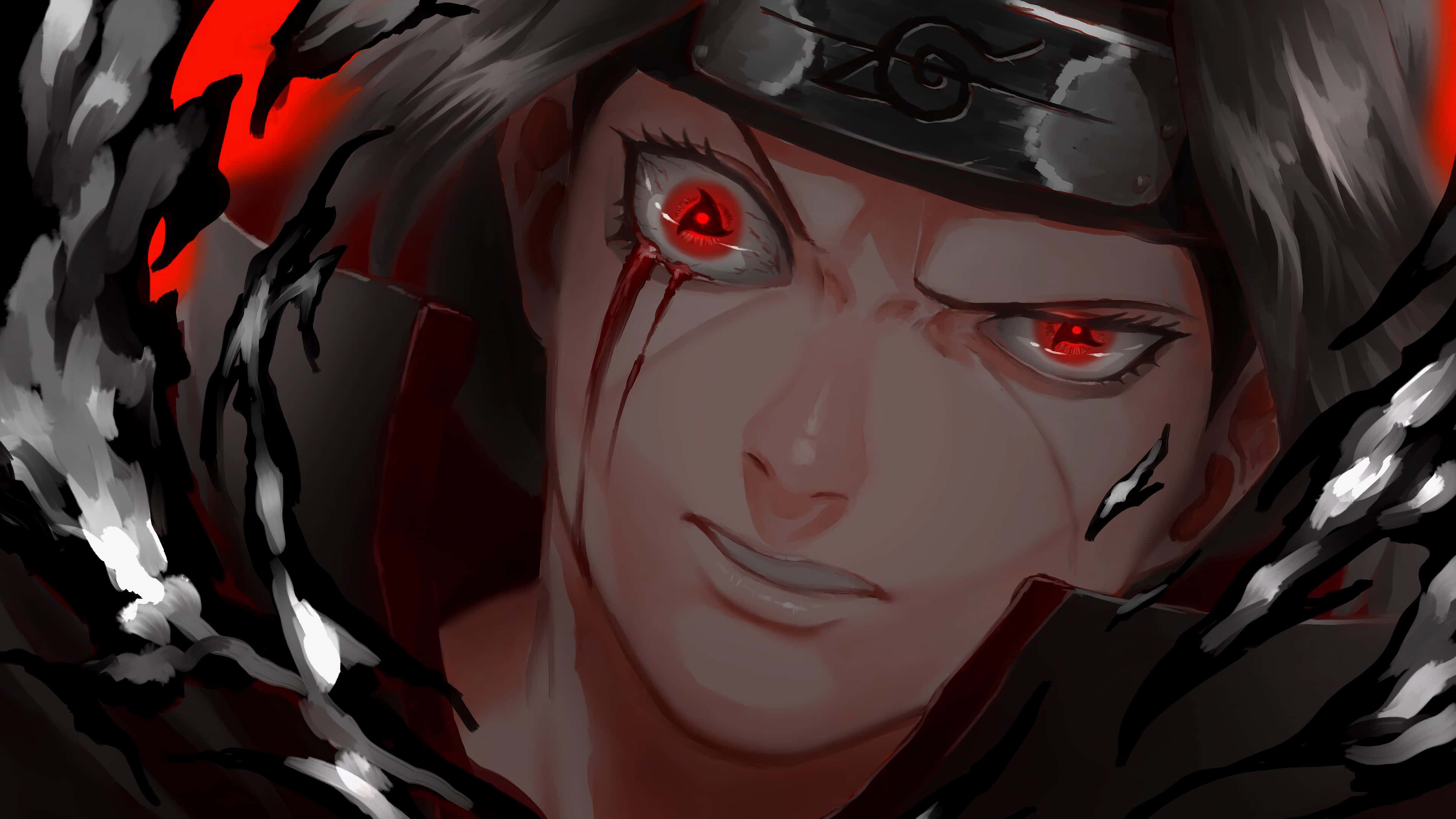 Itachi Mangekyou Sharingan Ongelyke Oë Bloed Muurpapier