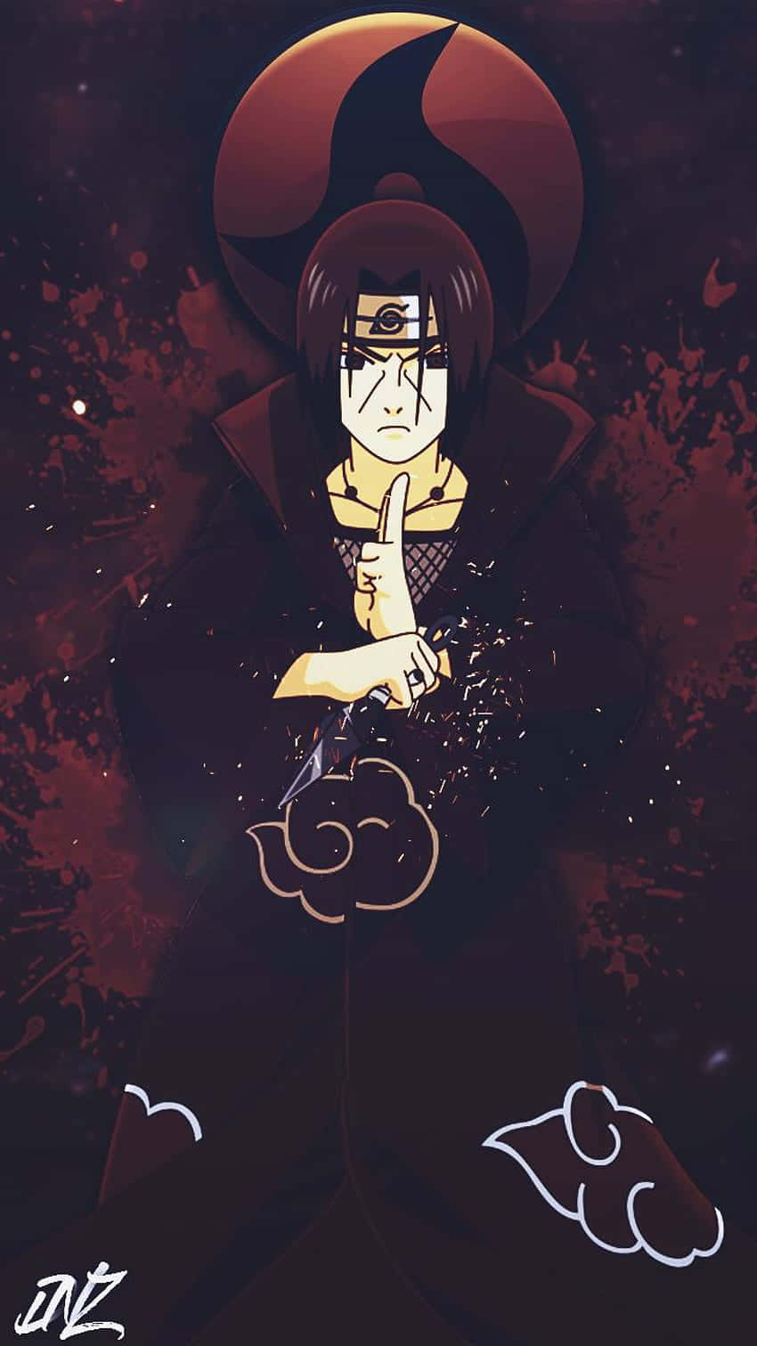 Itachi Mangekyou Sharingan Rooi Verfspatsel Muurpapier