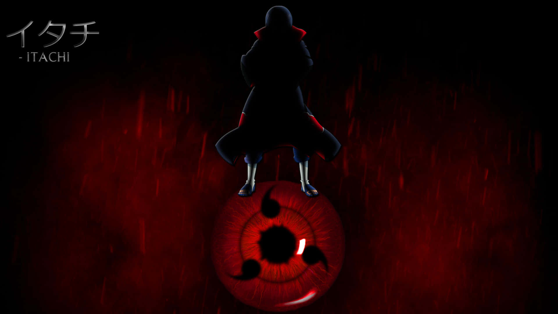 Itachi Mangekyou Sharingan Staande Silhoeët Muurpapier