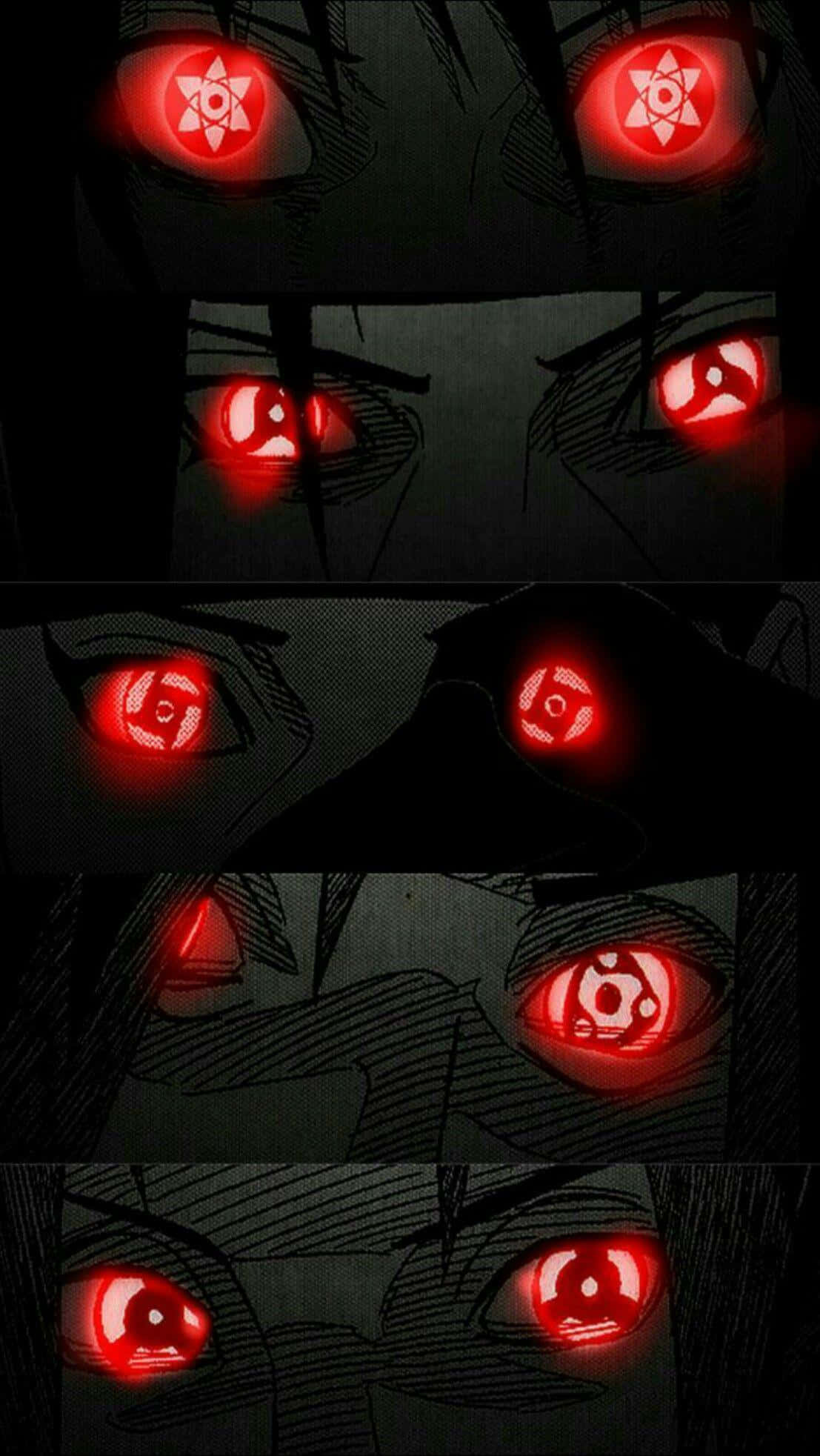 Itachi Mangekyou Sharingan Verskeie Gloeiende Rooi Muurpapier