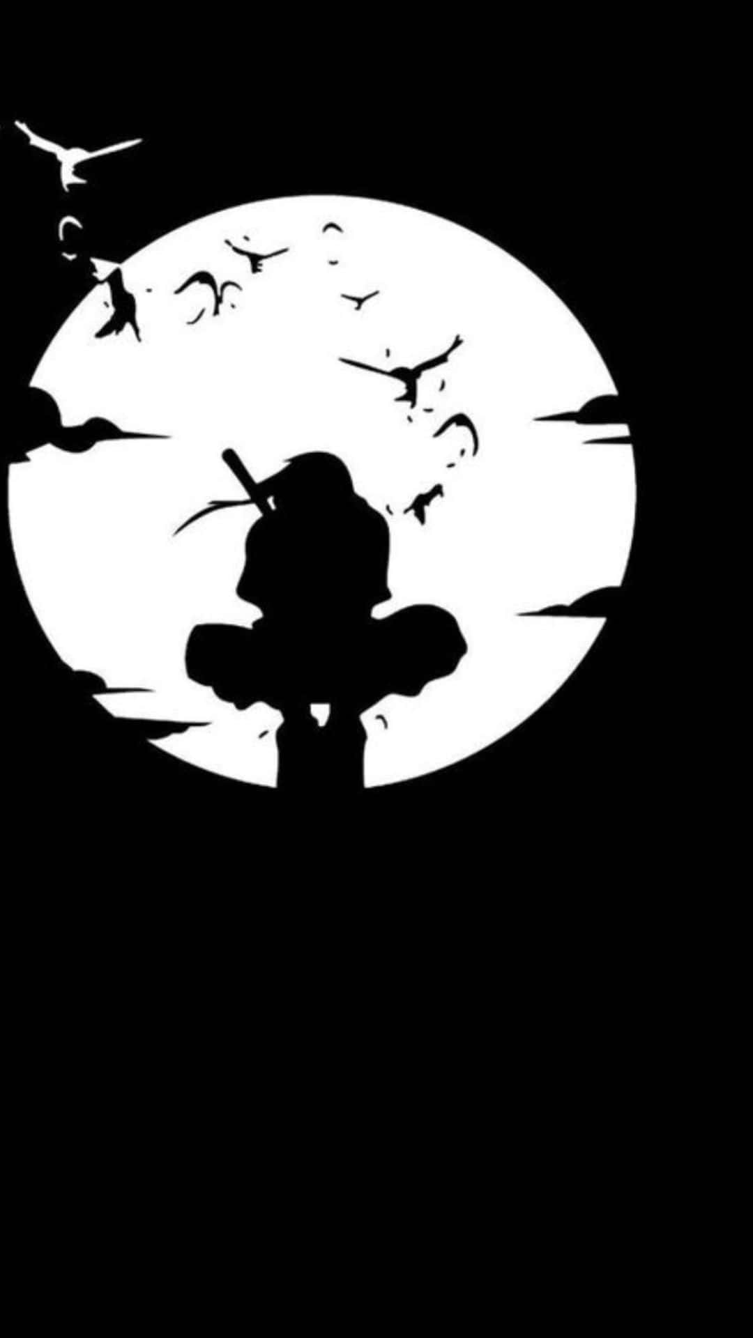 Itachi Naruto Swart en Wit Muurpapier