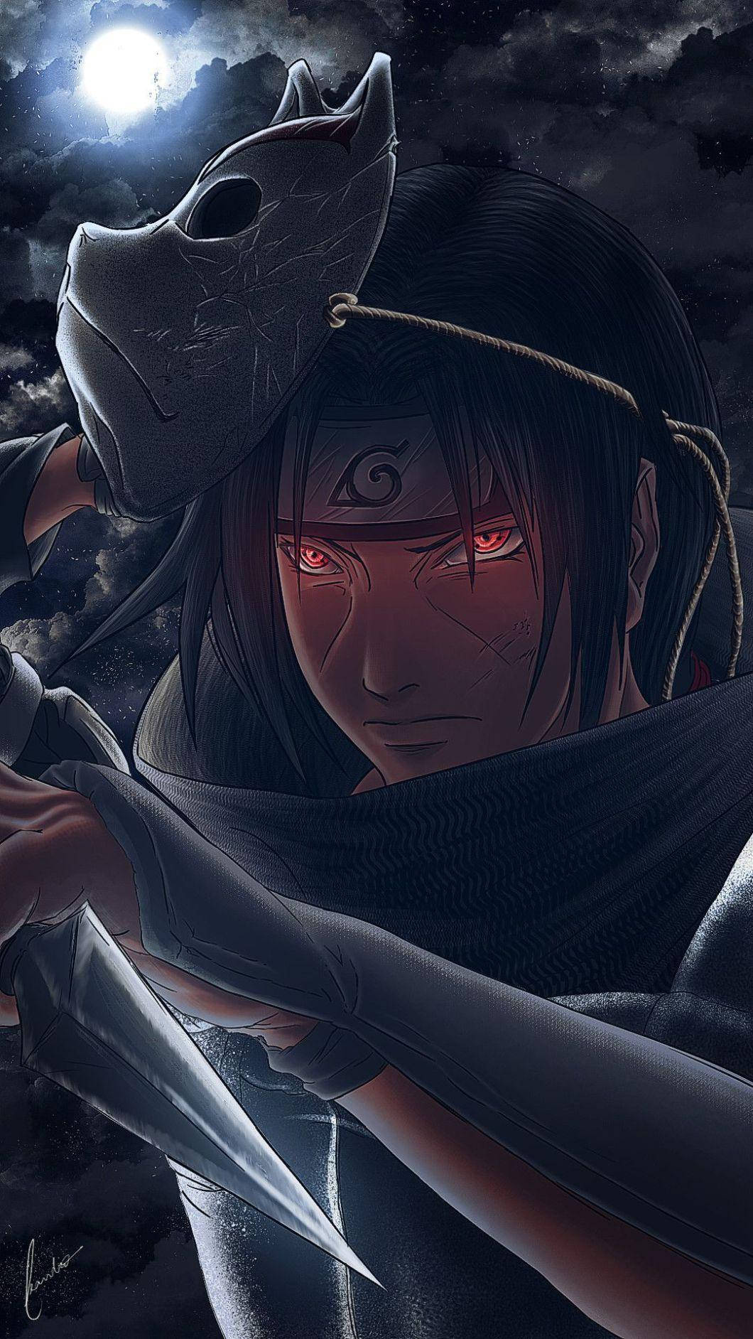 Itachi Telefoon Donker Masker Muurpapier