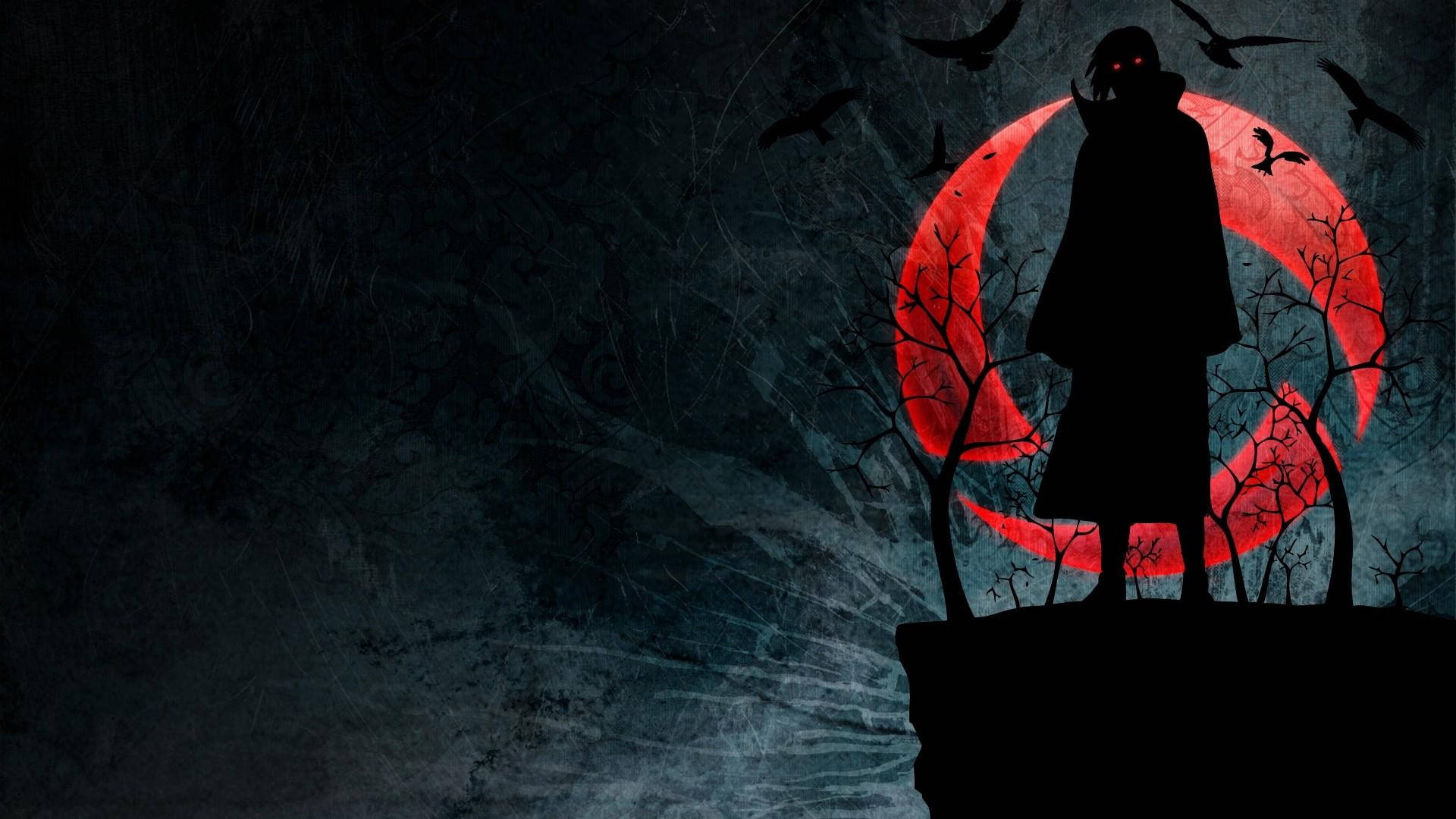 Itachi Uchiha Donker Anime Estetiese Lessenaar Muurpapier
