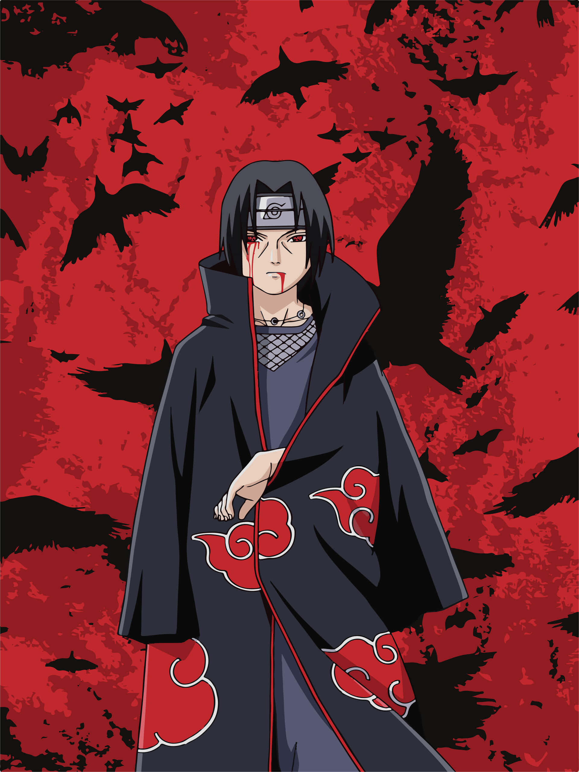 Itachi Uchiha Vlieënde Kraaie Prent Muurpapier