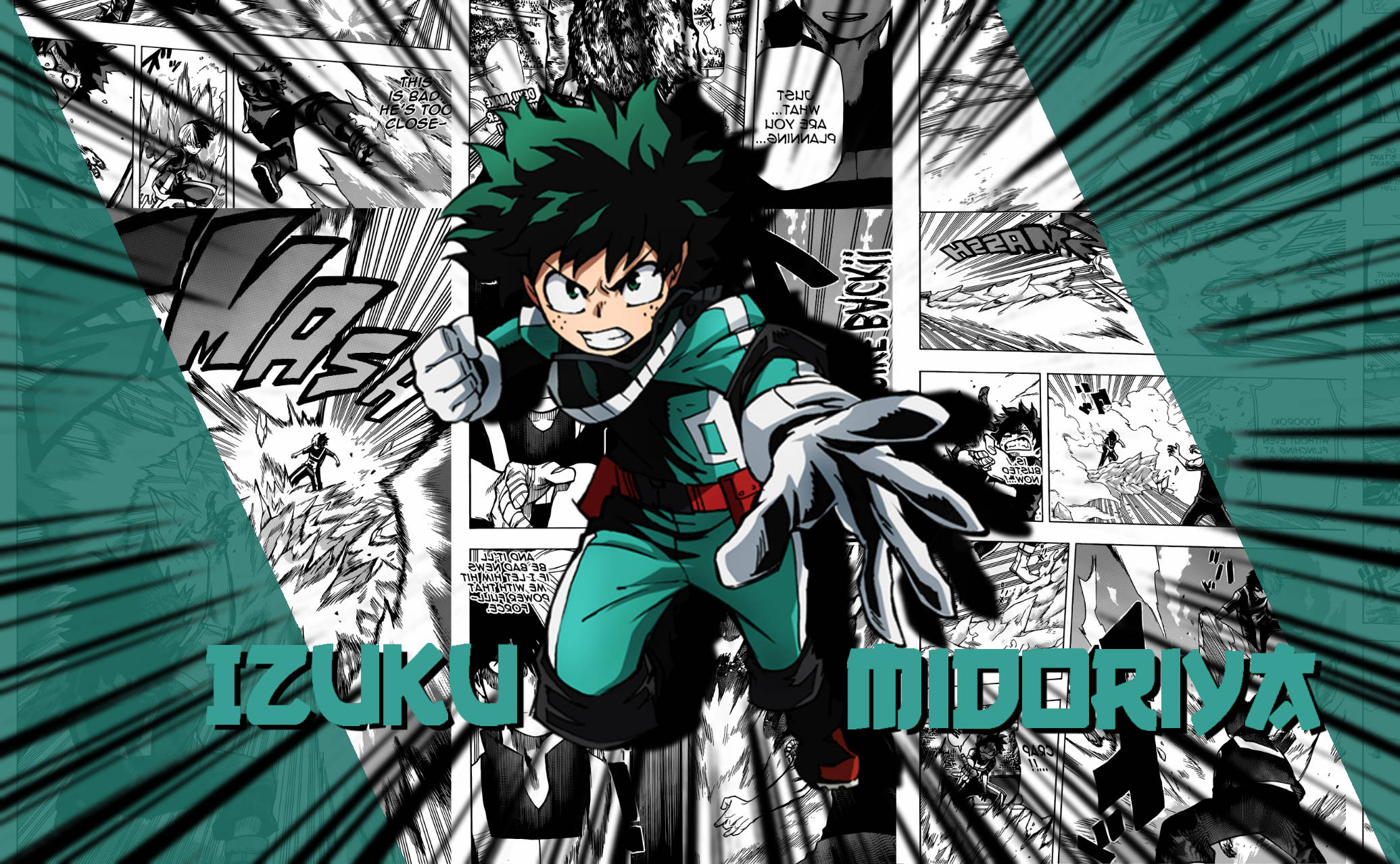 Izuku Midoriya Manga Paneel Muurpapier