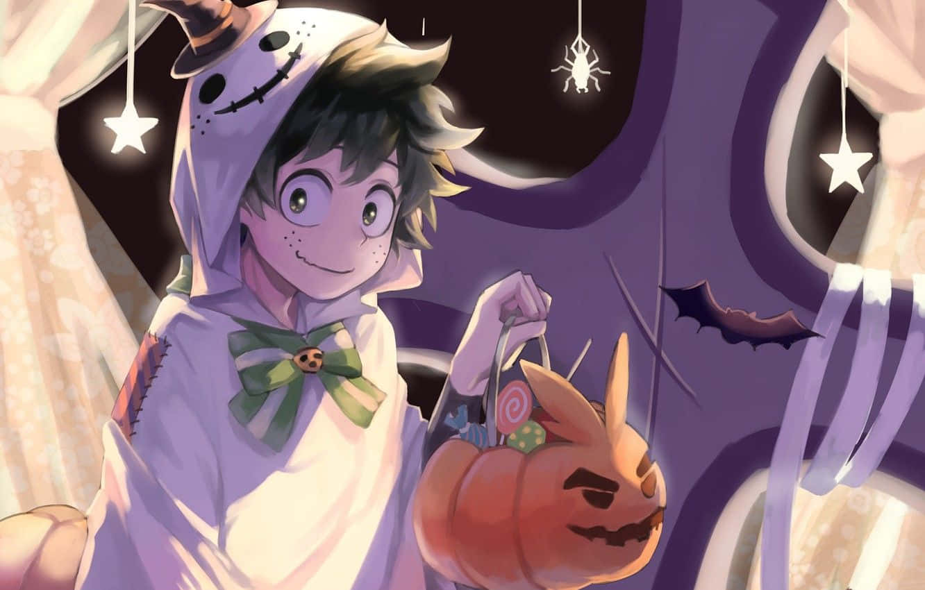 Izuku Midoriya My Hero Academia Halloween Spookkostuum Muurpapier