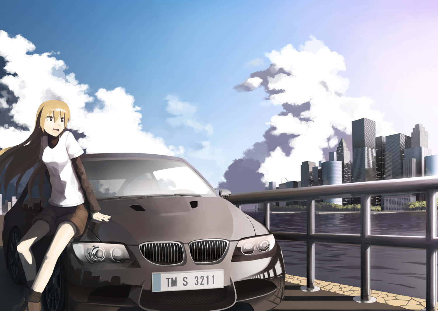 Jaag in styl met hierdie oogtreffende anime-tema motor Muurpapier