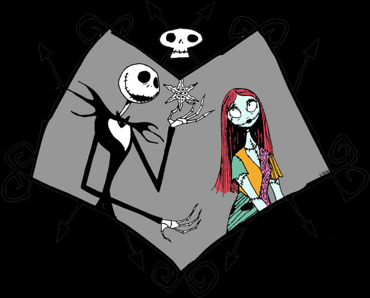 Jack en Sally Nagmerrie voor Kersfees Kuns Muurpapier