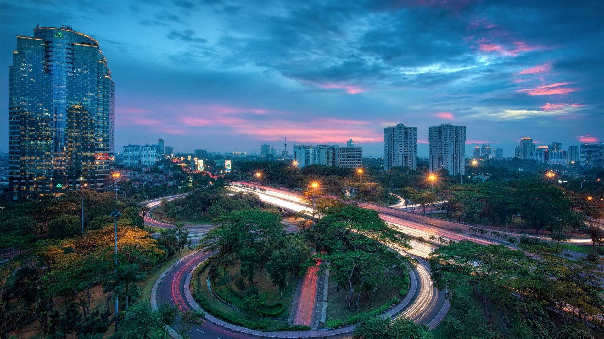 Jakarta Stad Sirkels Muurpapier