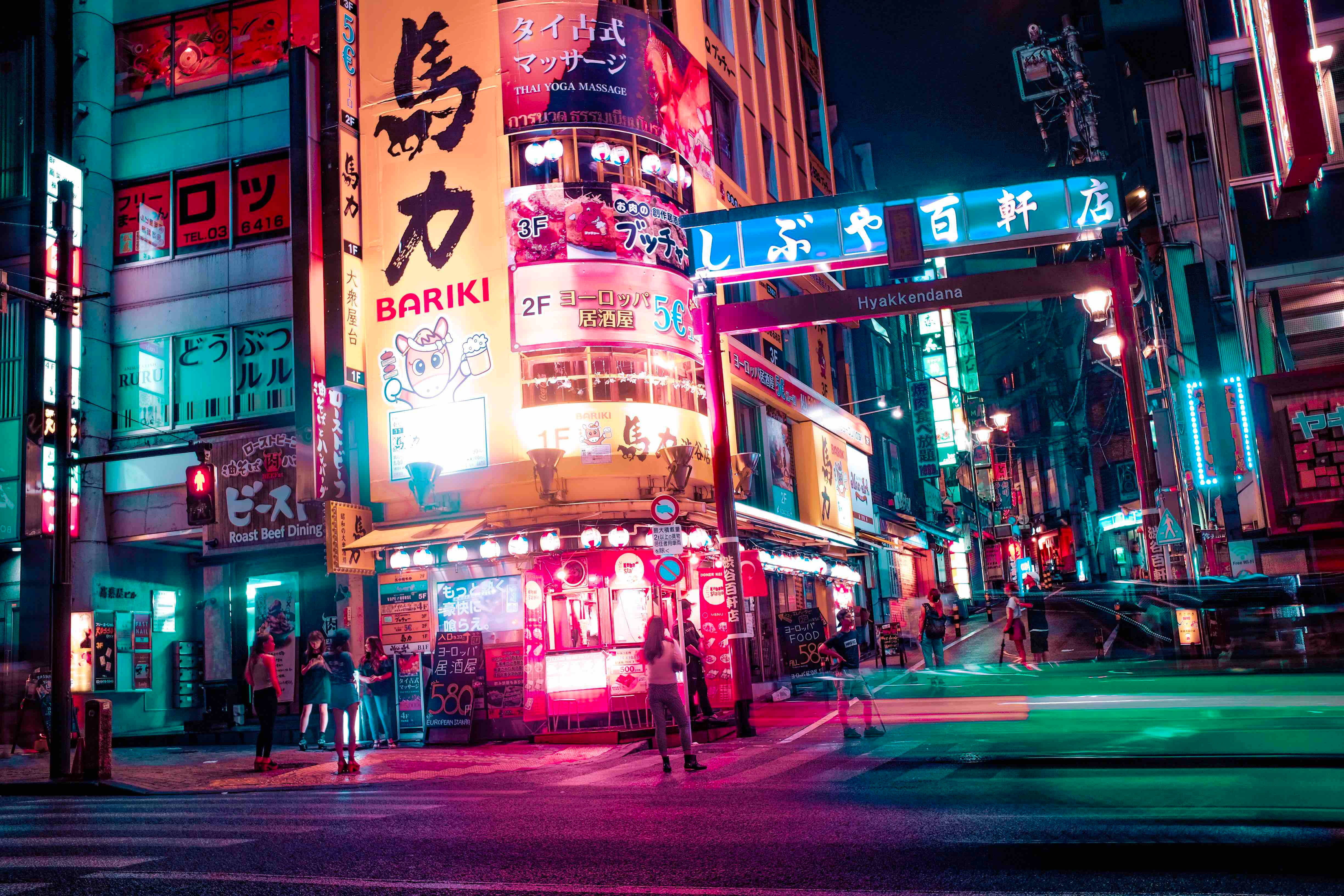 Japan 4K Stad Snags Muurpapier